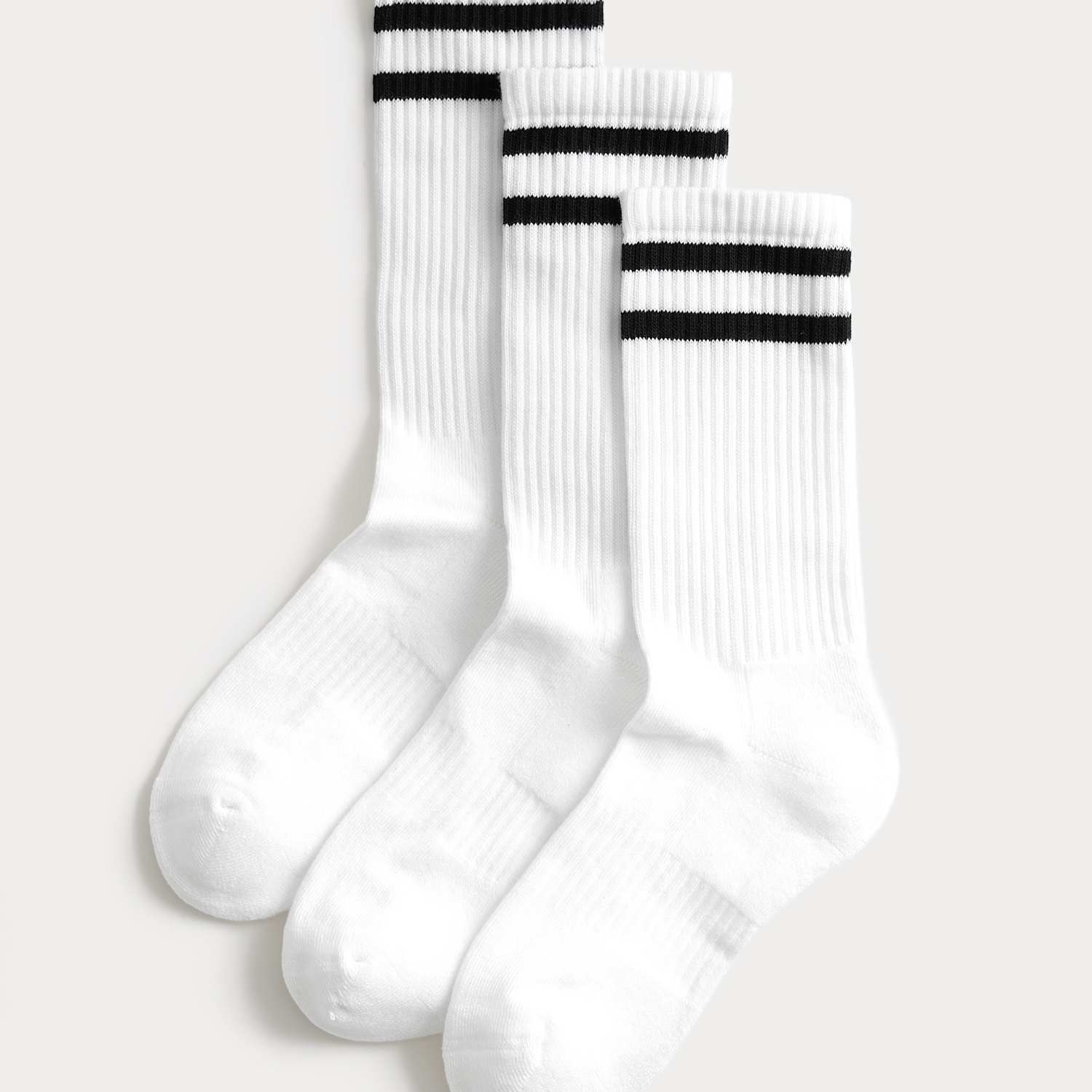 Goodmove Women's 3 Pack Cotton Rich Striped Crew Socks - 3-5 - White Mix