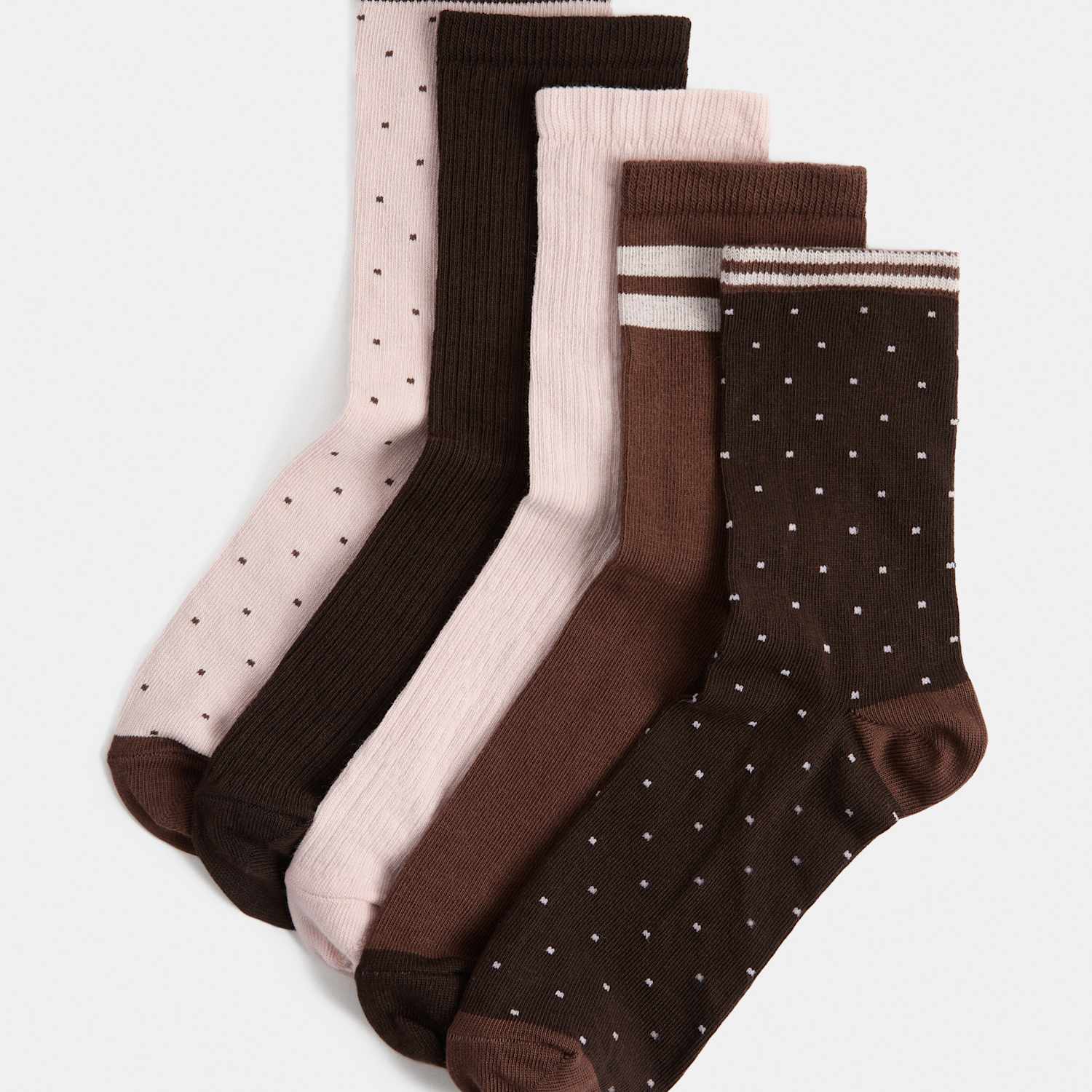 M&S Women's 5 Pack Cotton Rich Spotty Ankle High Socks - 3-5 - Pink Mix