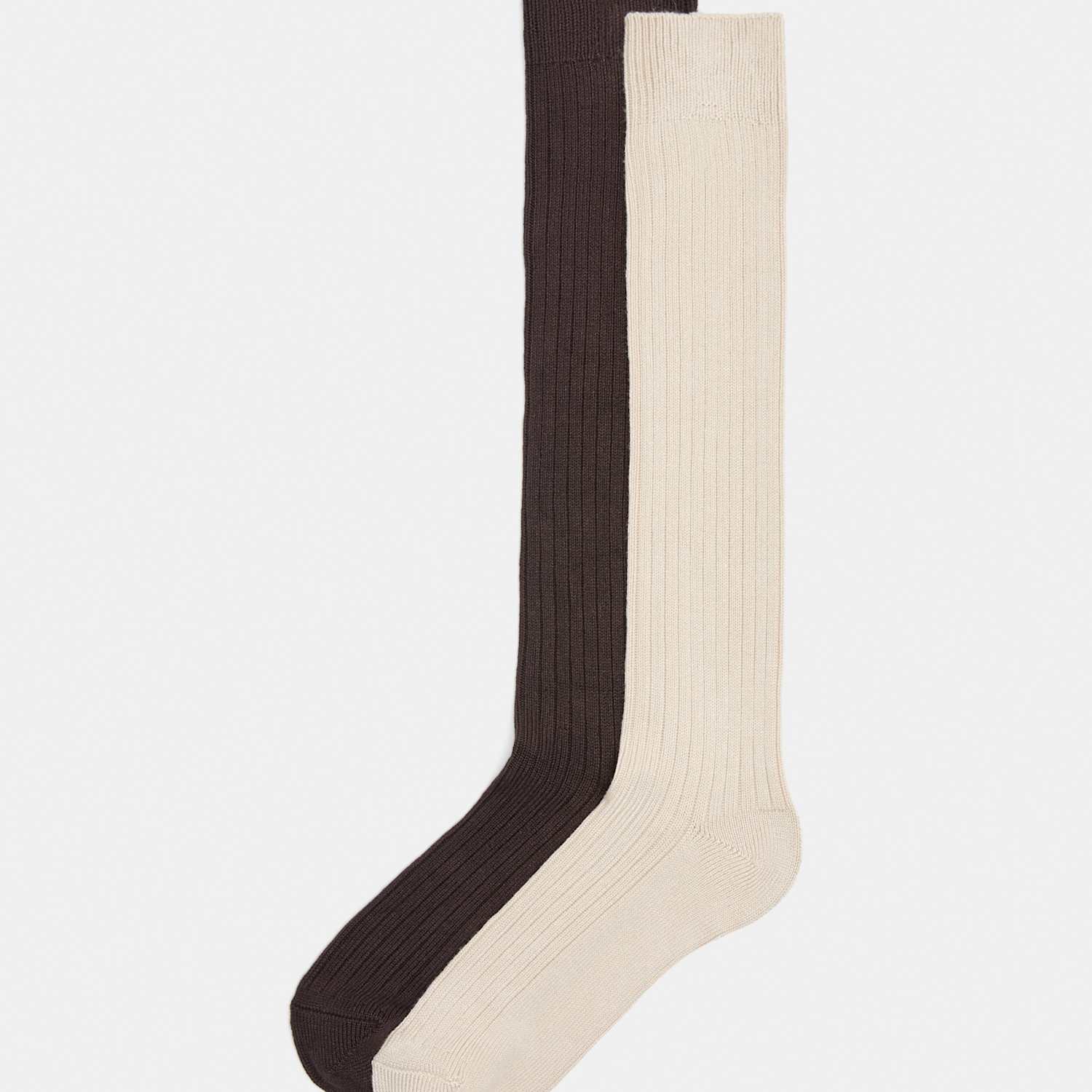M&S Women's 2 Pack Thermal Knee High Socks - 3-5 - Chocolate Mix