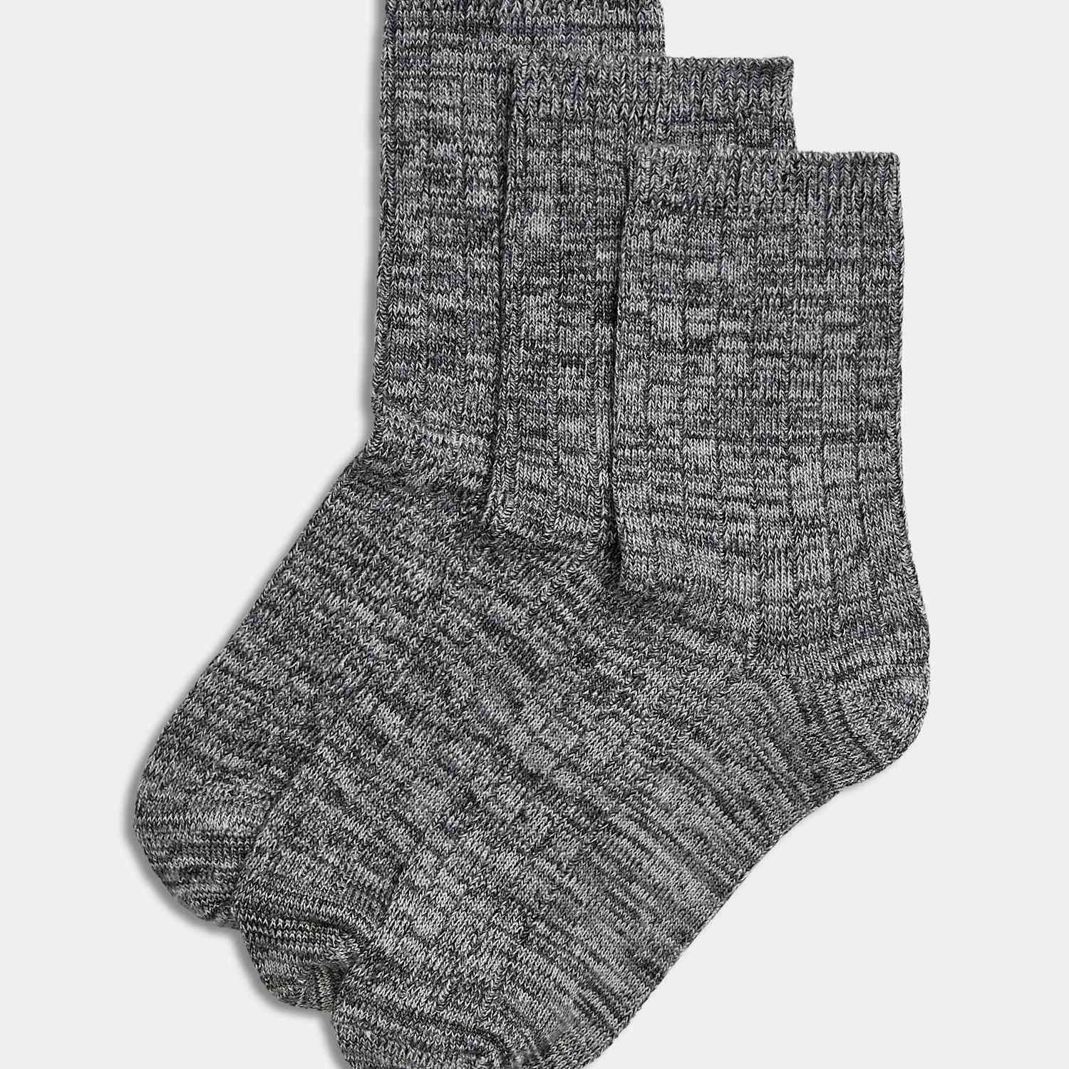 M&S Women's 3 Pack Thermal Super Soft Ankle High Socks - 3-5 - Charcoal Mix
