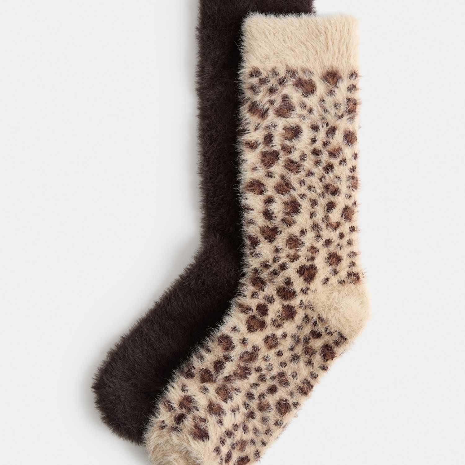 M&S Women's 2 Pack Cosy Animal Fluffy Socks - Brown Mix