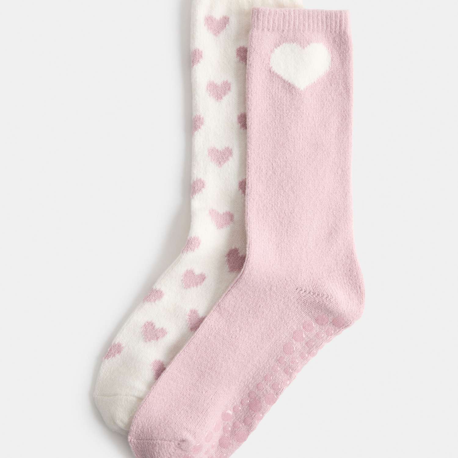 M&S Women's 2 Pack Heart Slipper Socks - Pink Mix