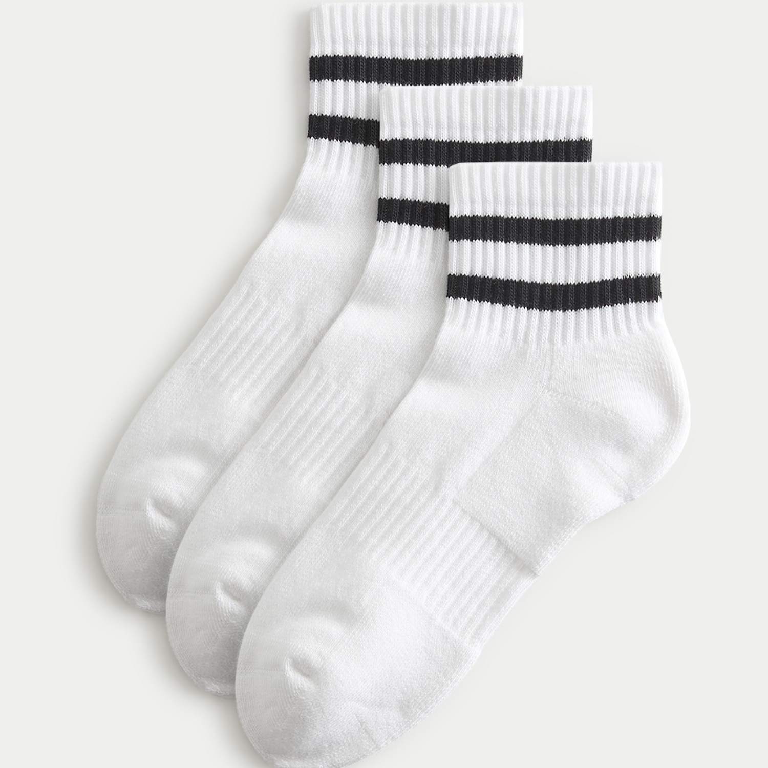 Goodmove Women's 3 Pack Cotton Rich Striped Quarter Socks - 6-8 - White Mix
