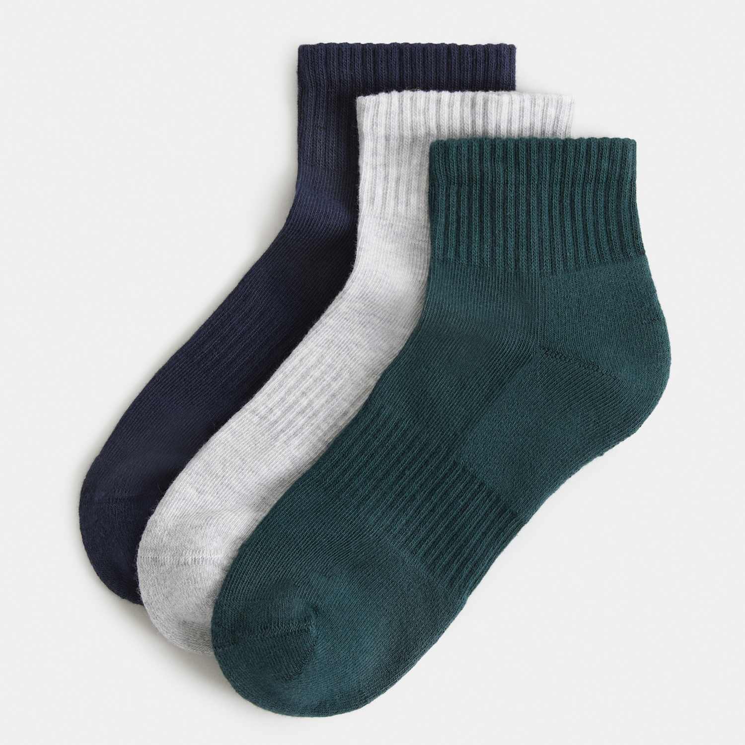 Goodmove Women's 3 Pack Cotton Rich Quarter Socks - 6-8 - Green Mix