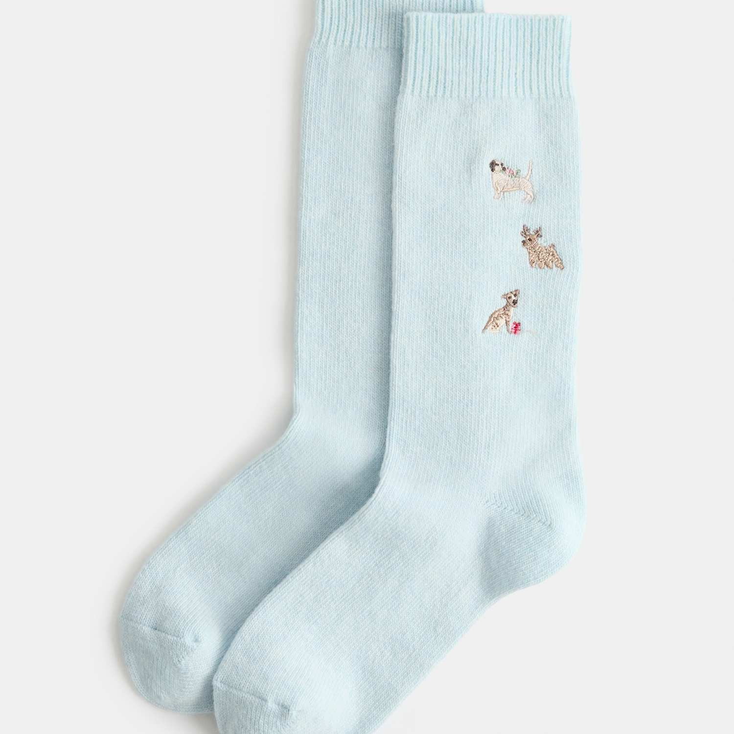 M&S Women's Wool Blend Embroidered Ankle High Socks - Blue Mix
