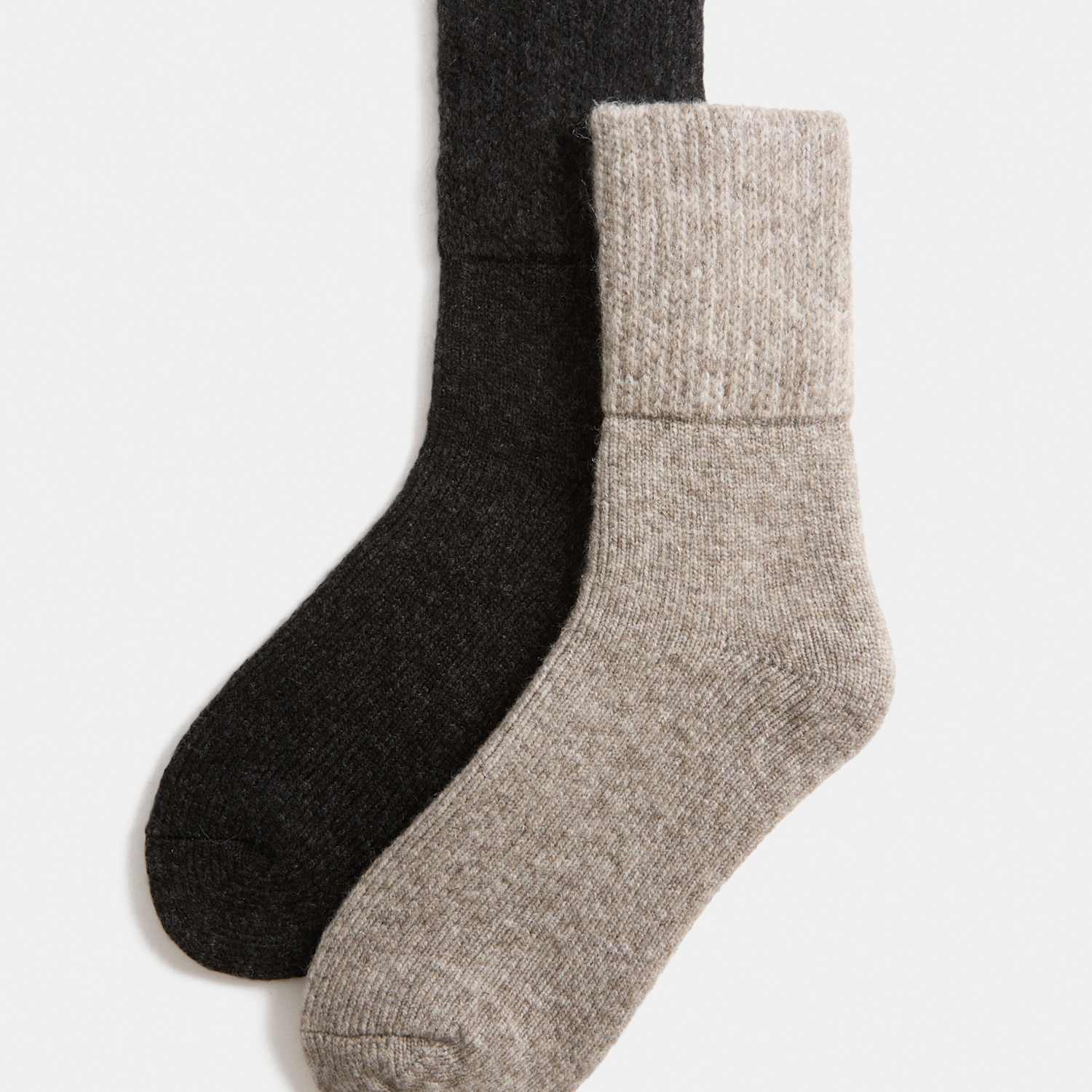 M&S Women's 2 Pack Thermal Boot Socks - 3-5 - Natural Mix
