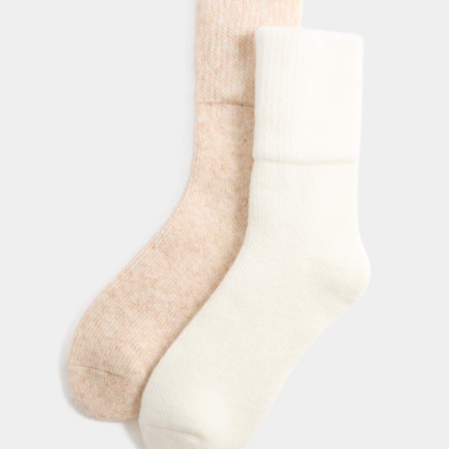 M&S Women's 2 Pack Thermal Boot Socks - 3-5 - Ivory Mix