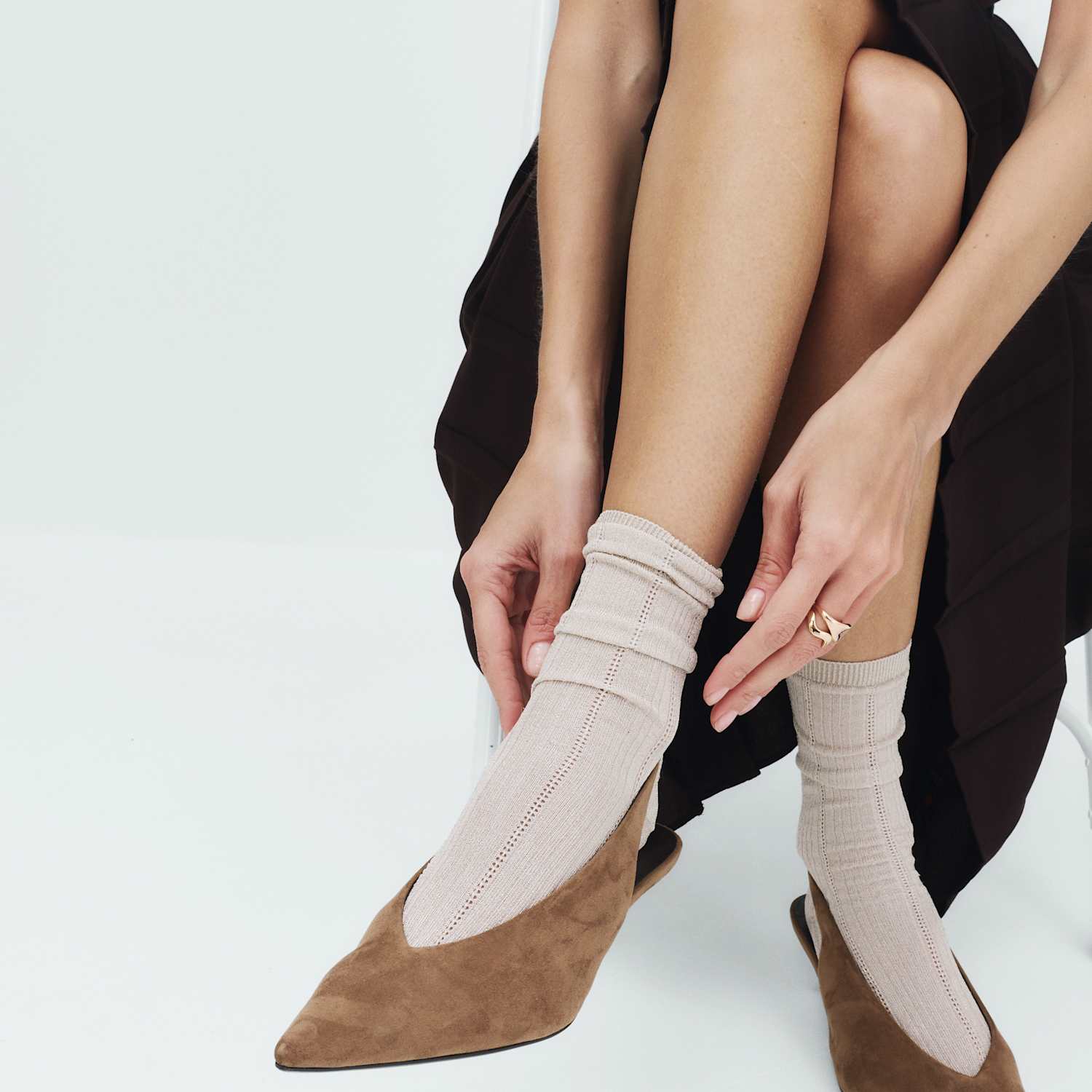 M&S Women's Sparkle Crew Socks - Gold