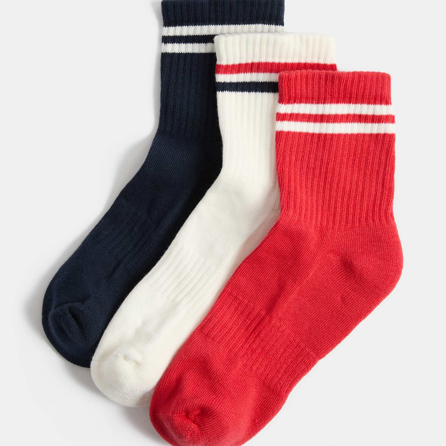 Goodmove Women's 3 Pack Striped Mid Crew Sports Socks - 3-5 - Navy Mix