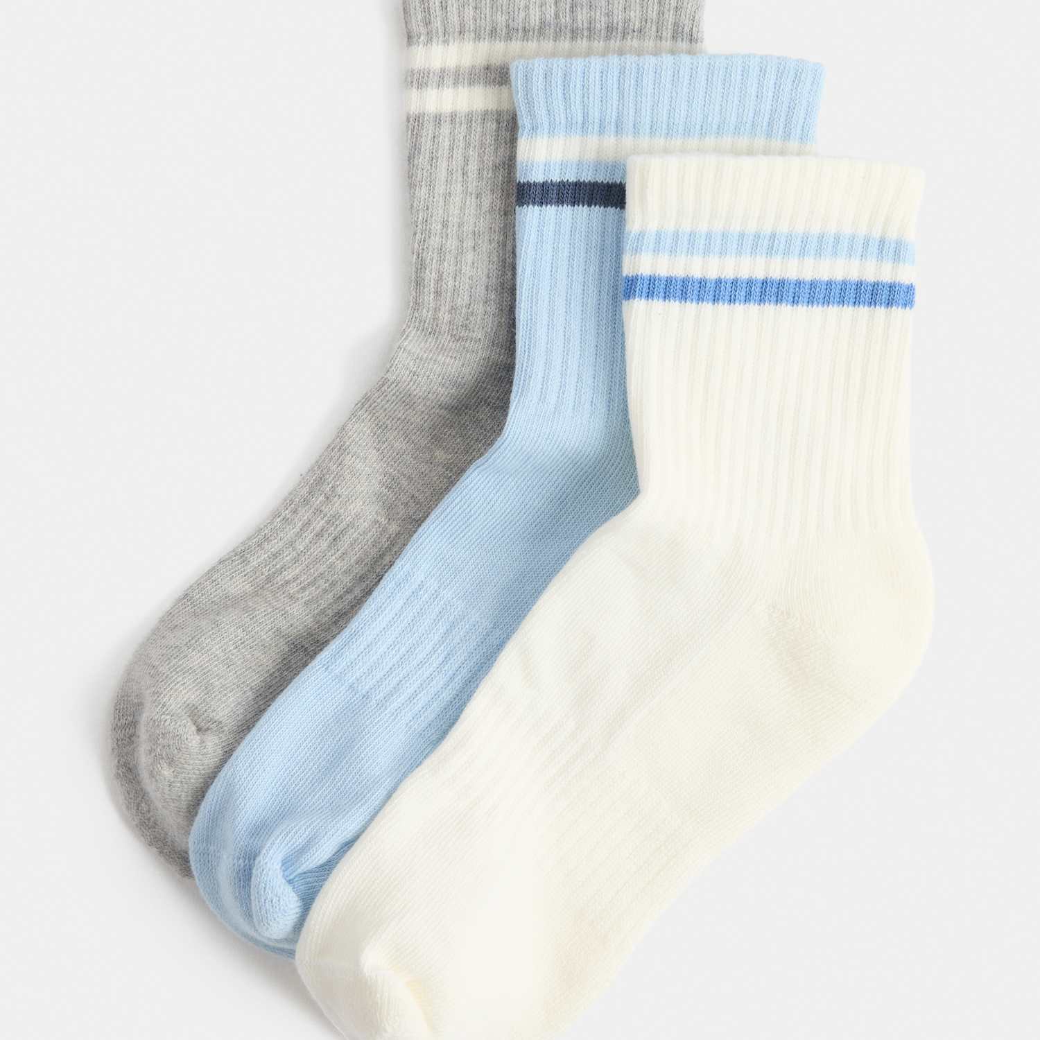 Goodmove Women's 3 Pack Striped Mid Crew Sports Socks - 3-5 - Grey Mix