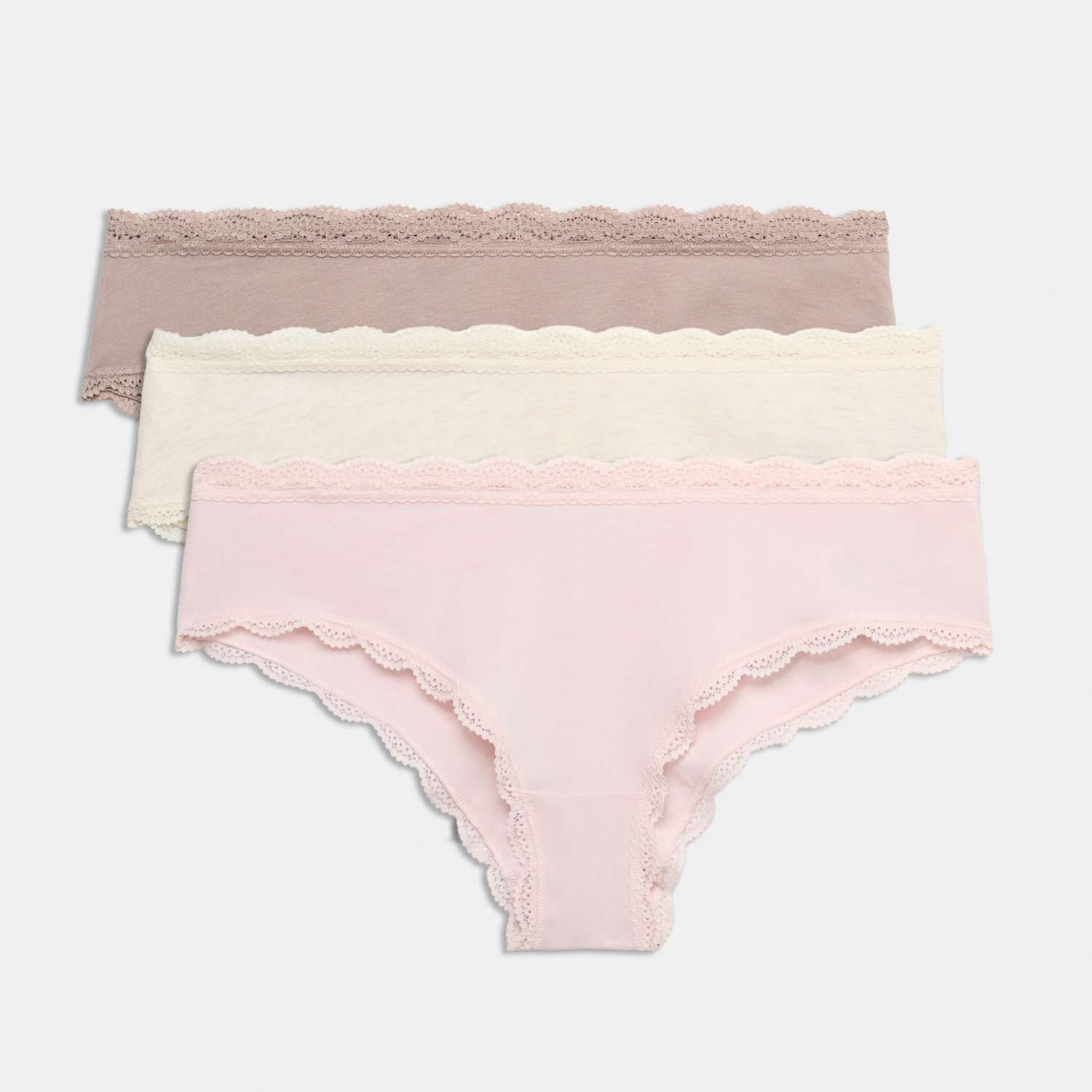 M&S Women's 3pk Cotton Rich Hipster Knickers - 24 - Oatmeal Mix