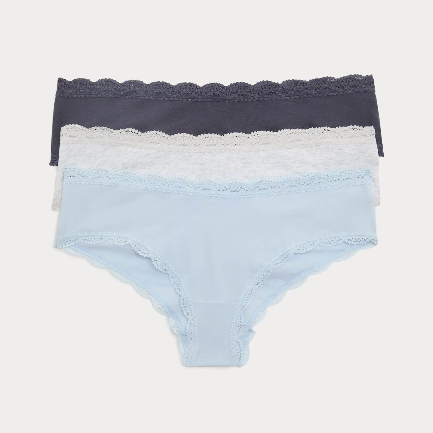 M&S Women's 3pk Cotton Rich Hipster Knickers - 22 - Grey Mix