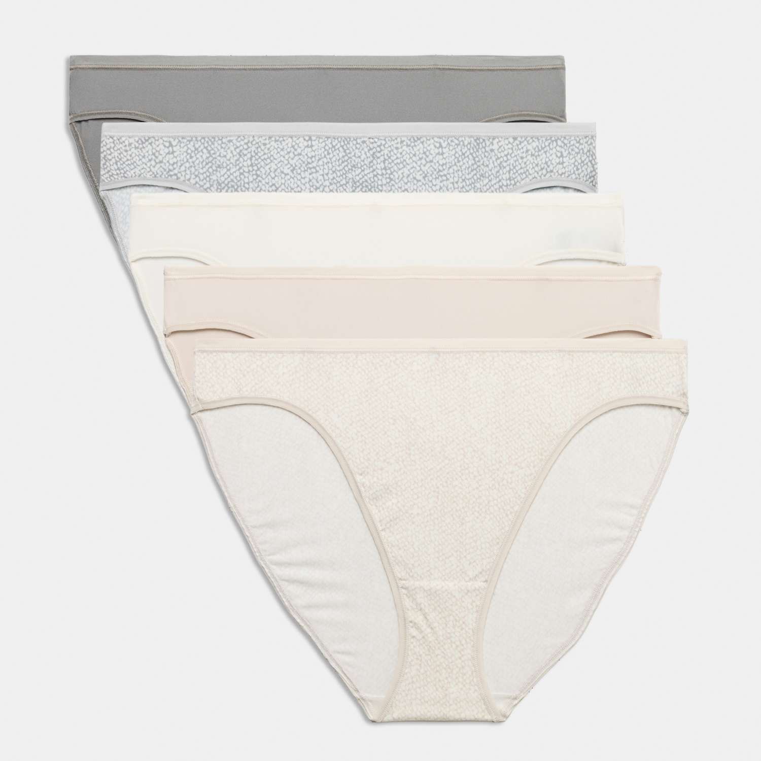 M&S Women's 5pk Microfibre High Leg Knickers - 12 - Grey Mix