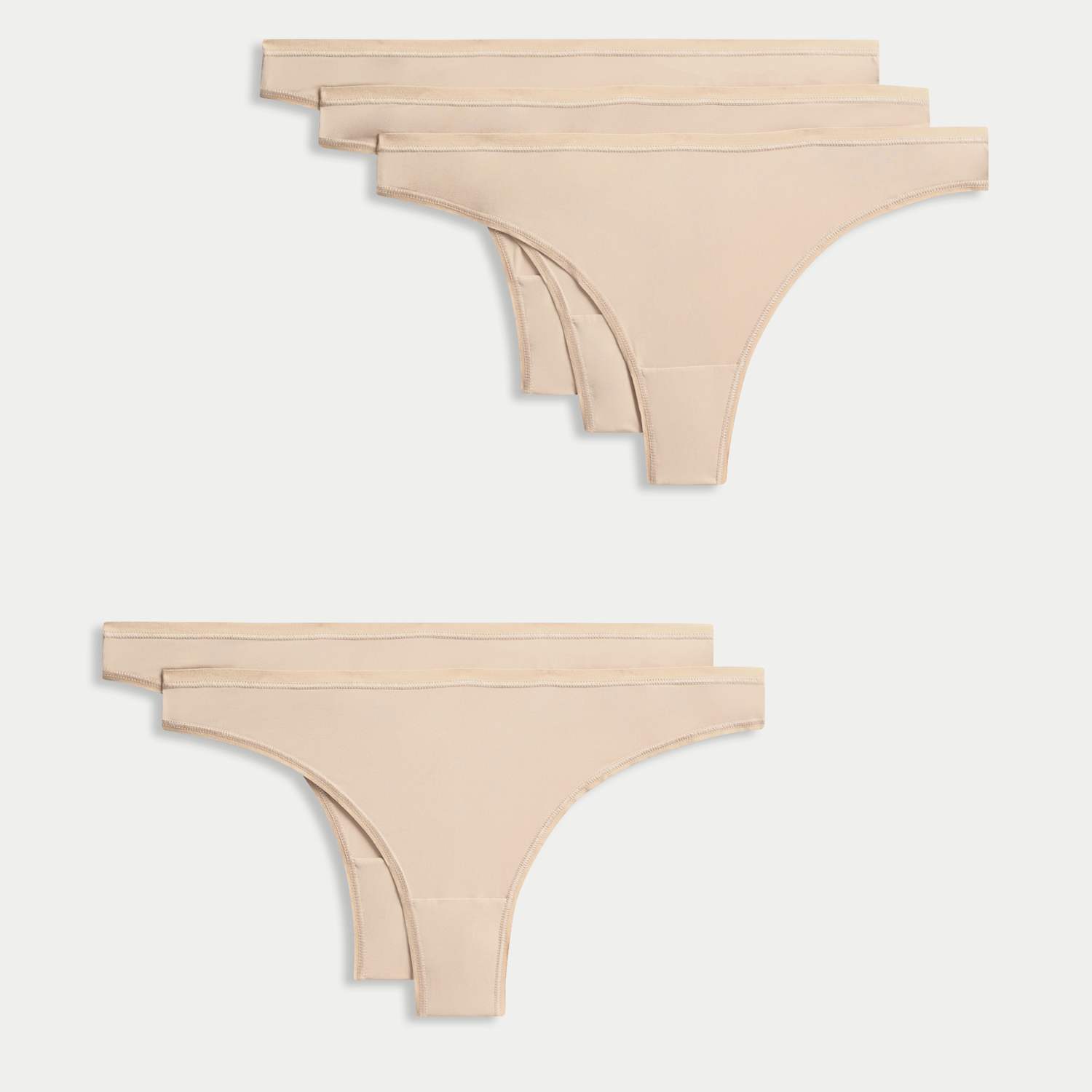 M&S Women's 5pk Microfibre Low Rise Thongs - 24 - Rose Quartz