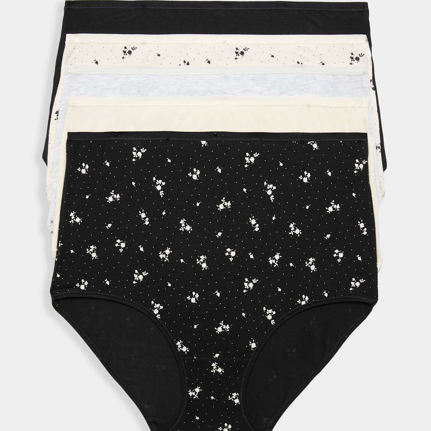M&S Women's 5pk Cotton Modal Rich Full Briefs - 14 - Black Mix