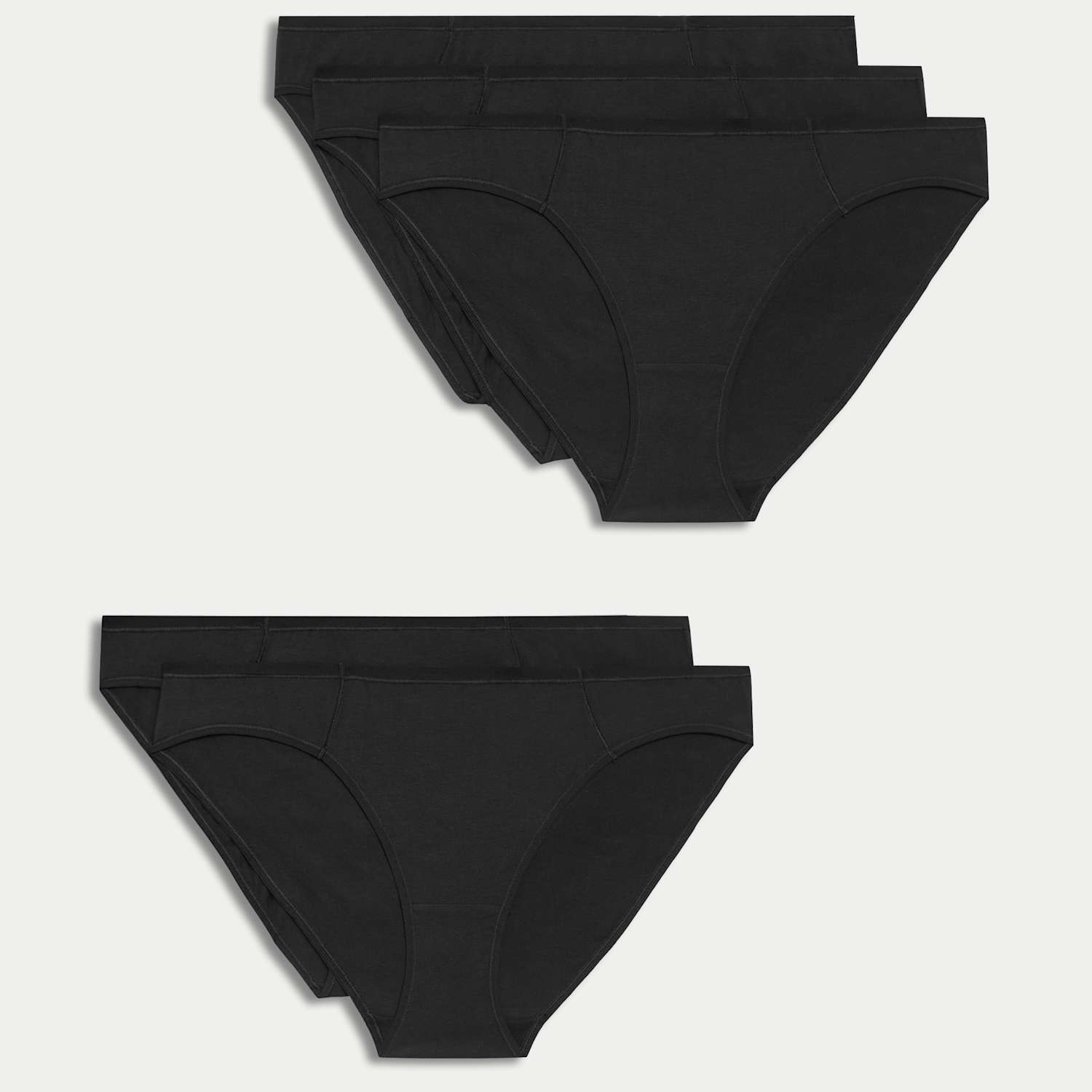 M&S Women's 5pk Cotton Modal Bikini Knickers - 12 - Black