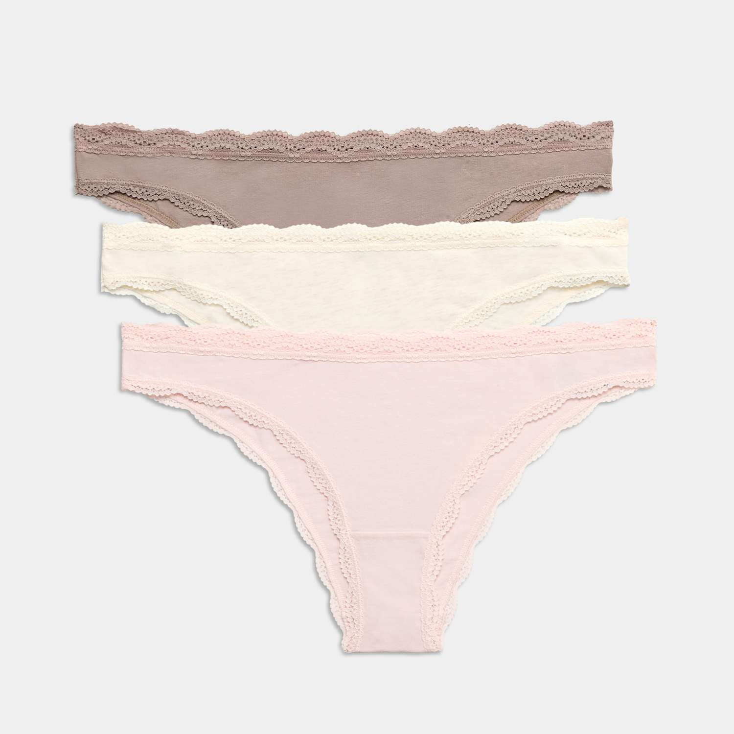 M&S Women's 3 Pack Cotton Rich Brazilian Knickers - 14 - Oatmeal Mix