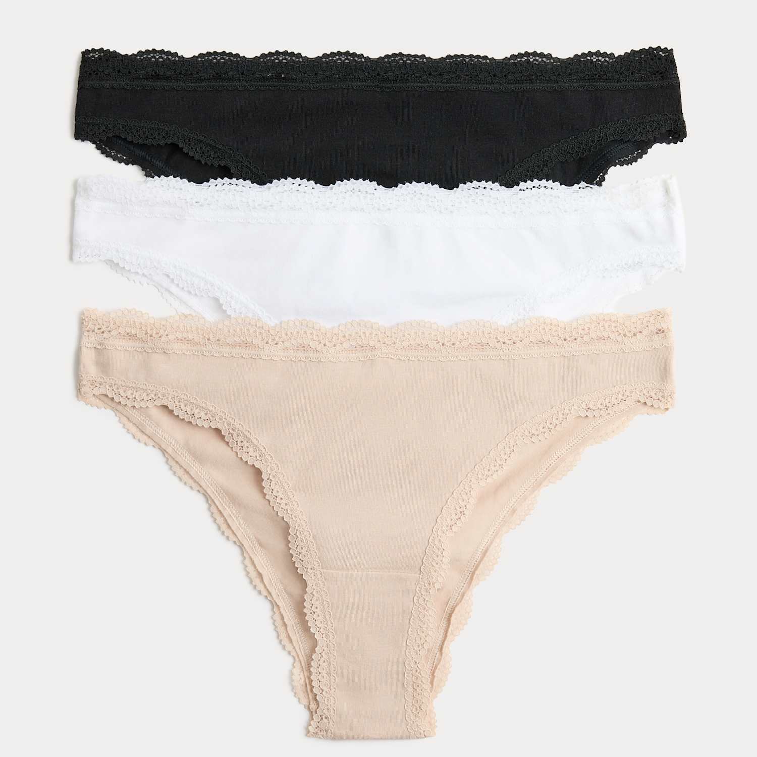 M&S Women's 3 Pack Cotton Rich Brazilian Knickers - 12 - Opaline Mix