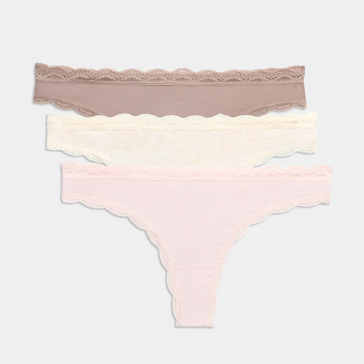 M&S Women's 3pk Cotton Rich Thongs - 26 - Oatmeal Mix
