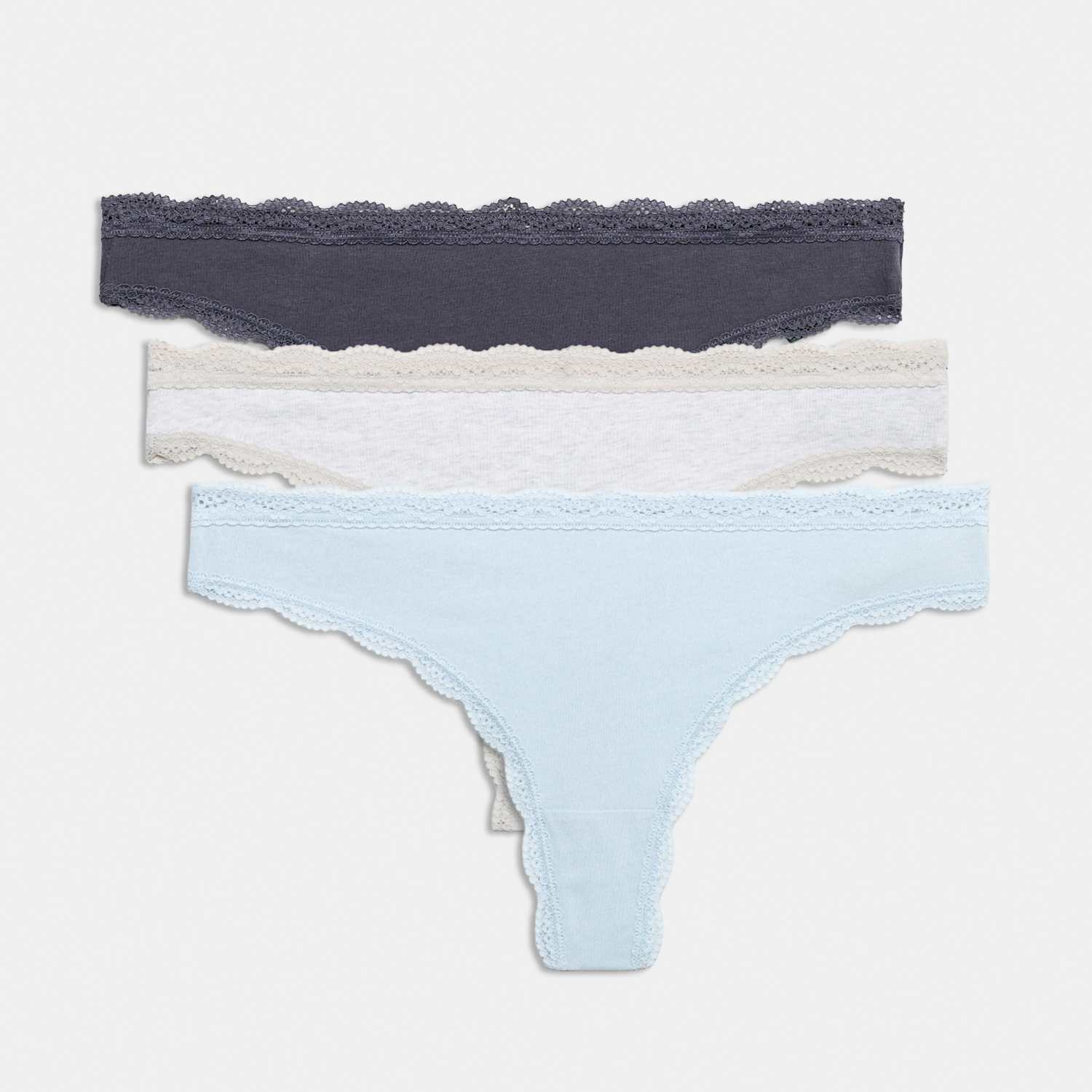 M&S Women's 3pk Cotton Rich Thongs - 12 - Grey Mix