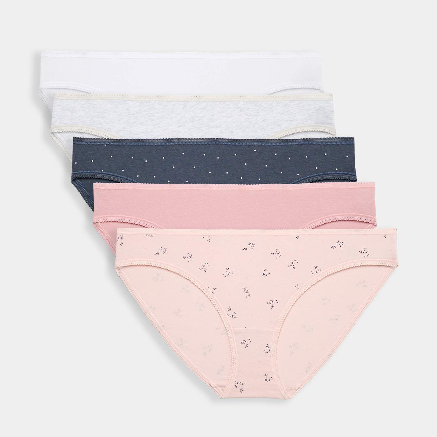M&S Women's 5pk Cotton Lycra Bikini Knickers - 12 - Nightshade