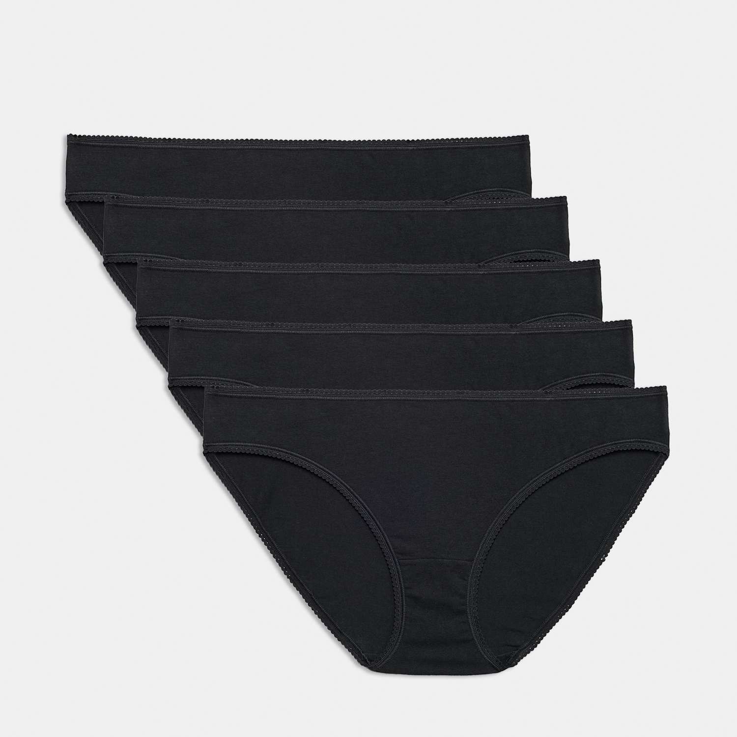 M&S Women's 5pk Cotton Lycra Bikini Knickers - 12 - Black