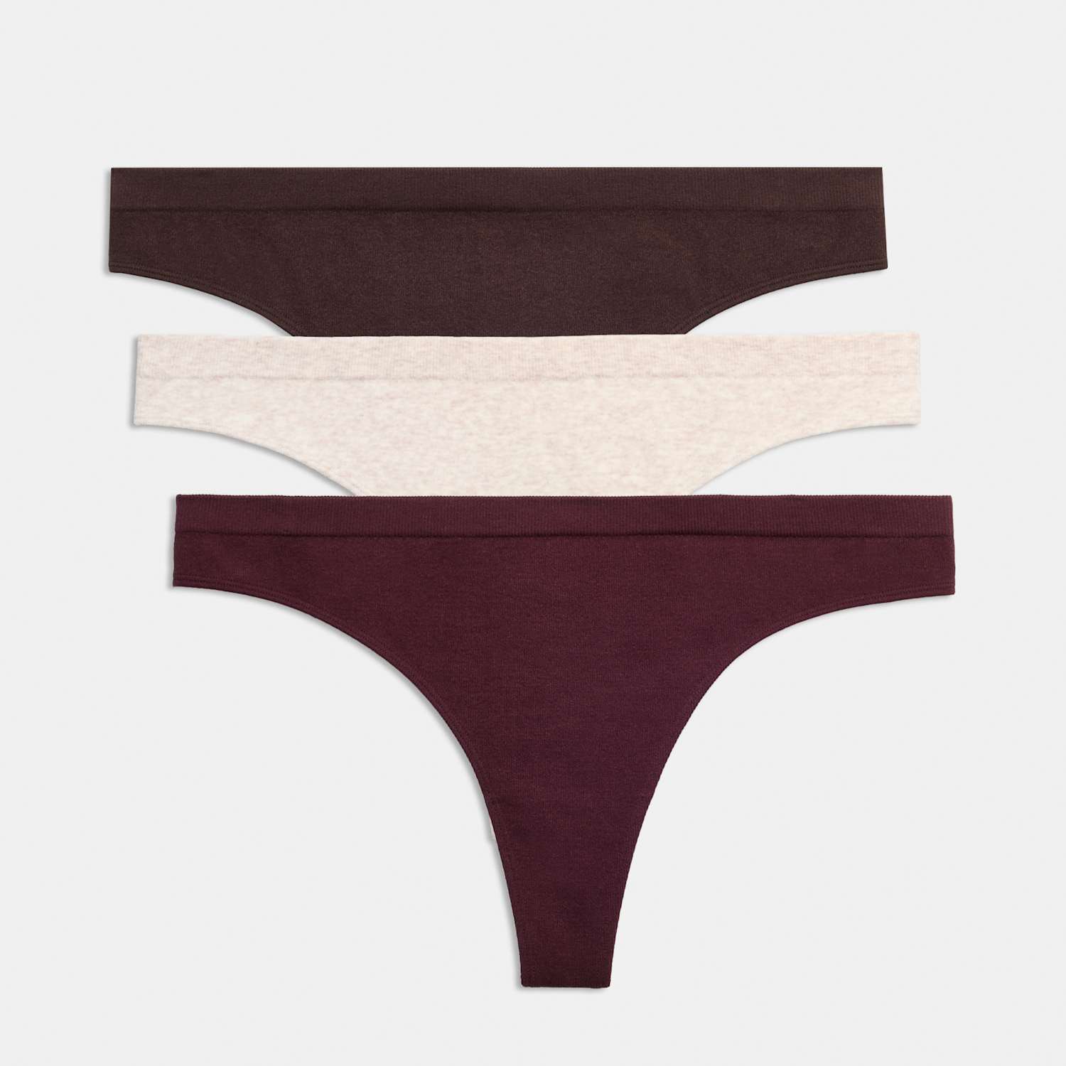 M&S Women's 3 Pack Comfort Rib Seamless Thongs - Small - Wine Mix