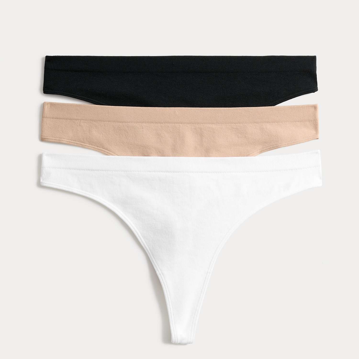 M&S Women's 3 Pack Comfort Rib Seamless Thongs - Large - Opaline Mix
