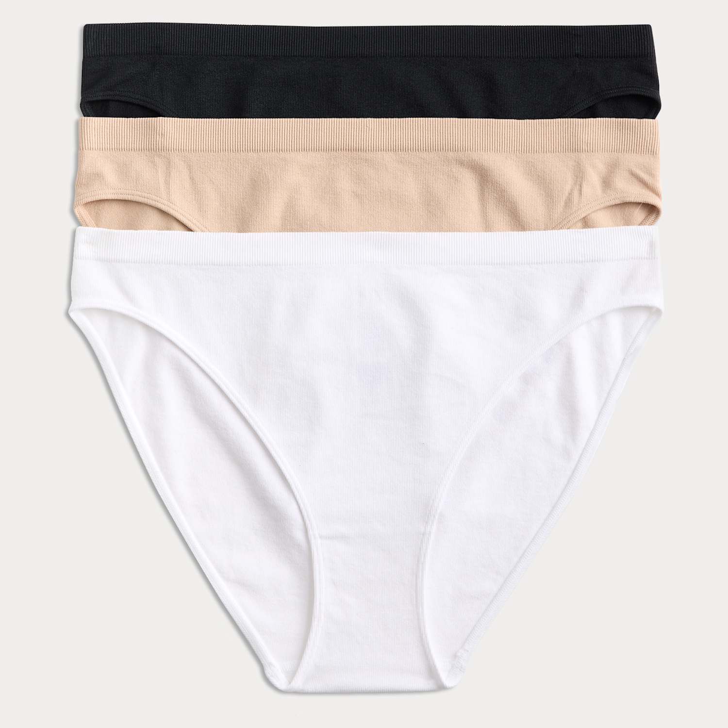 M&S Women's 3 Pack Comfort Rib Seamless High Leg Knickers - Large - Opaline Mix