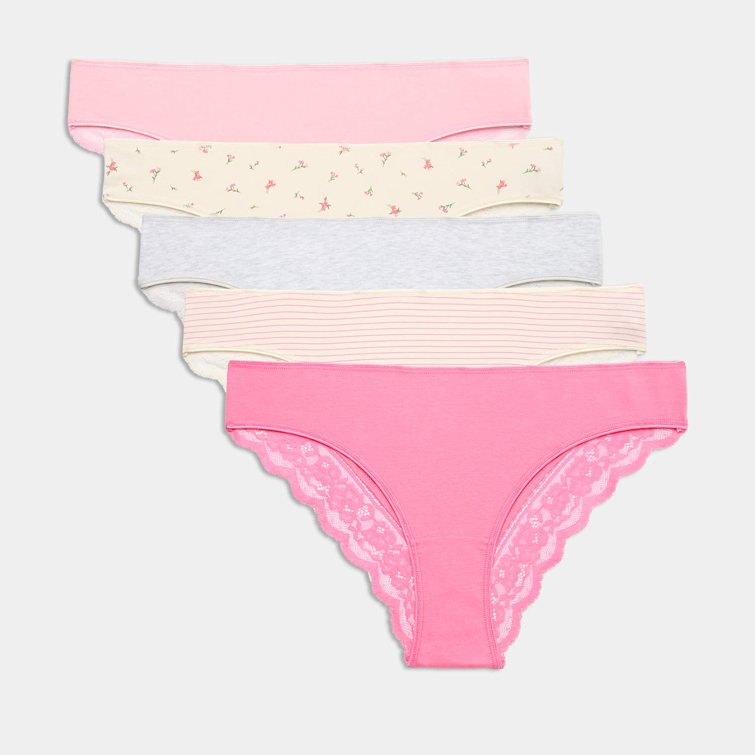 M&S Women's 5pk Cotton Rich Printed Brazilian Knickers - 16 - Pink Mix