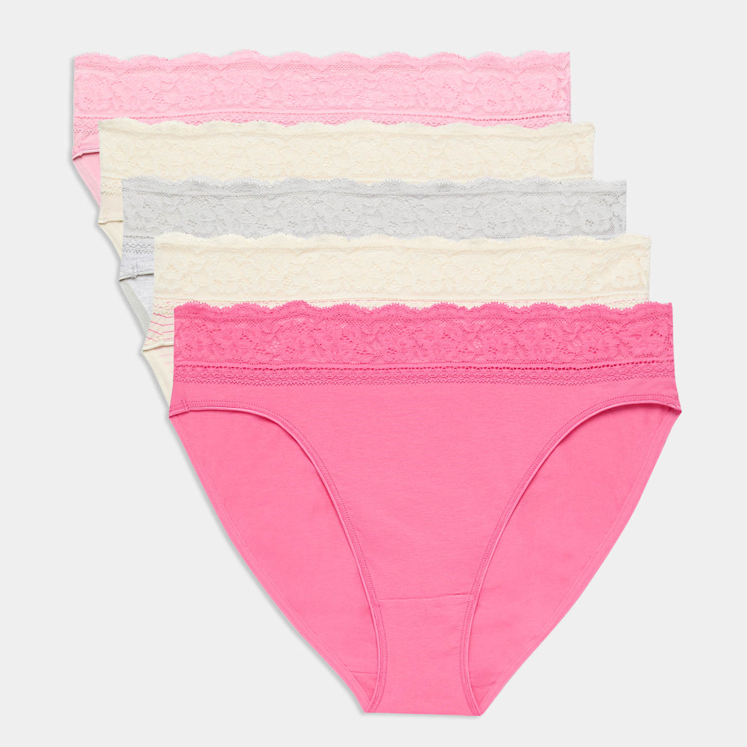 M&S Women's 5pk Cotton Rich Printed High Leg Knickers - 18 - Pink Mix