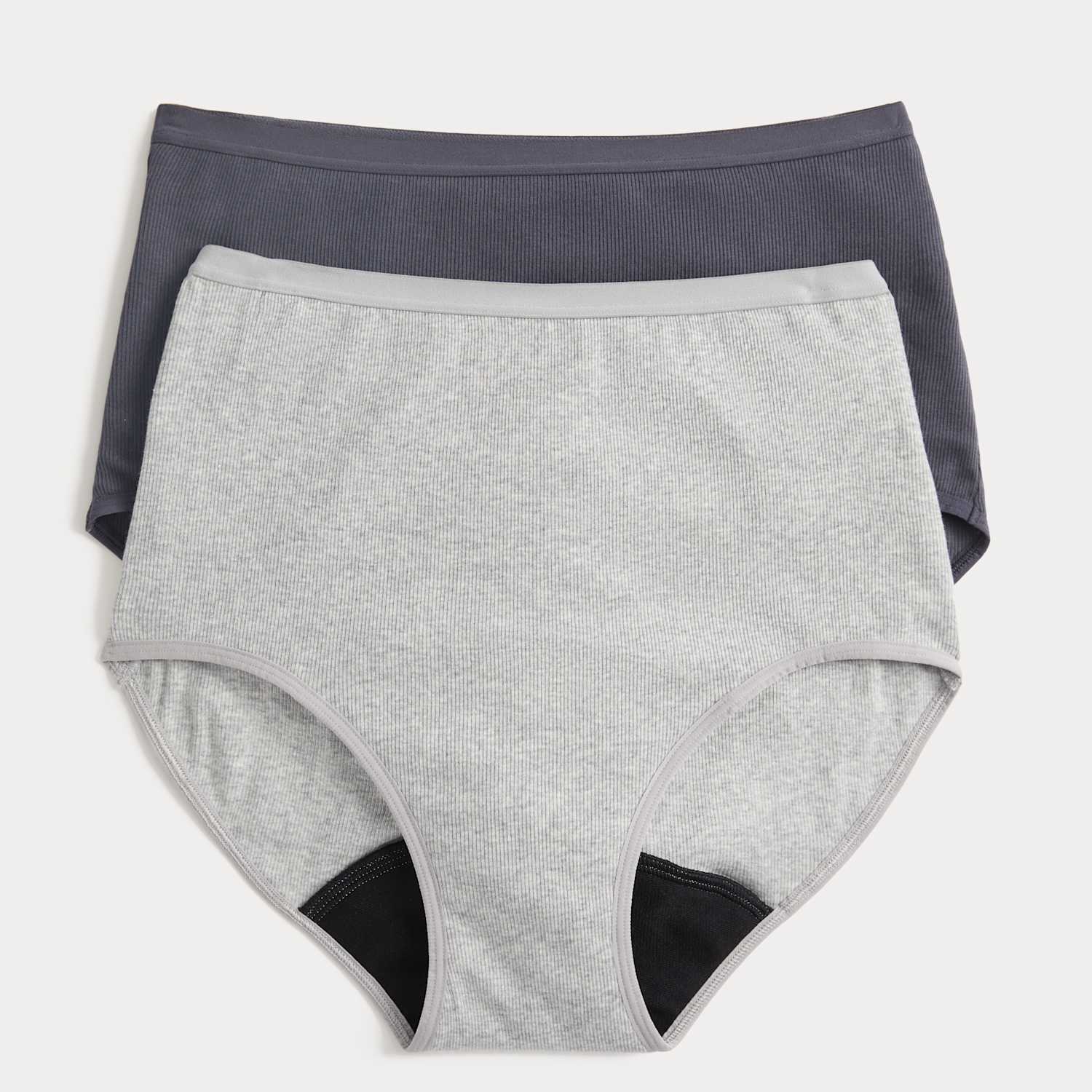 M&S Women's 2 Pack Heavy Absorbency Period Full Briefs - 8 - Grey Mix