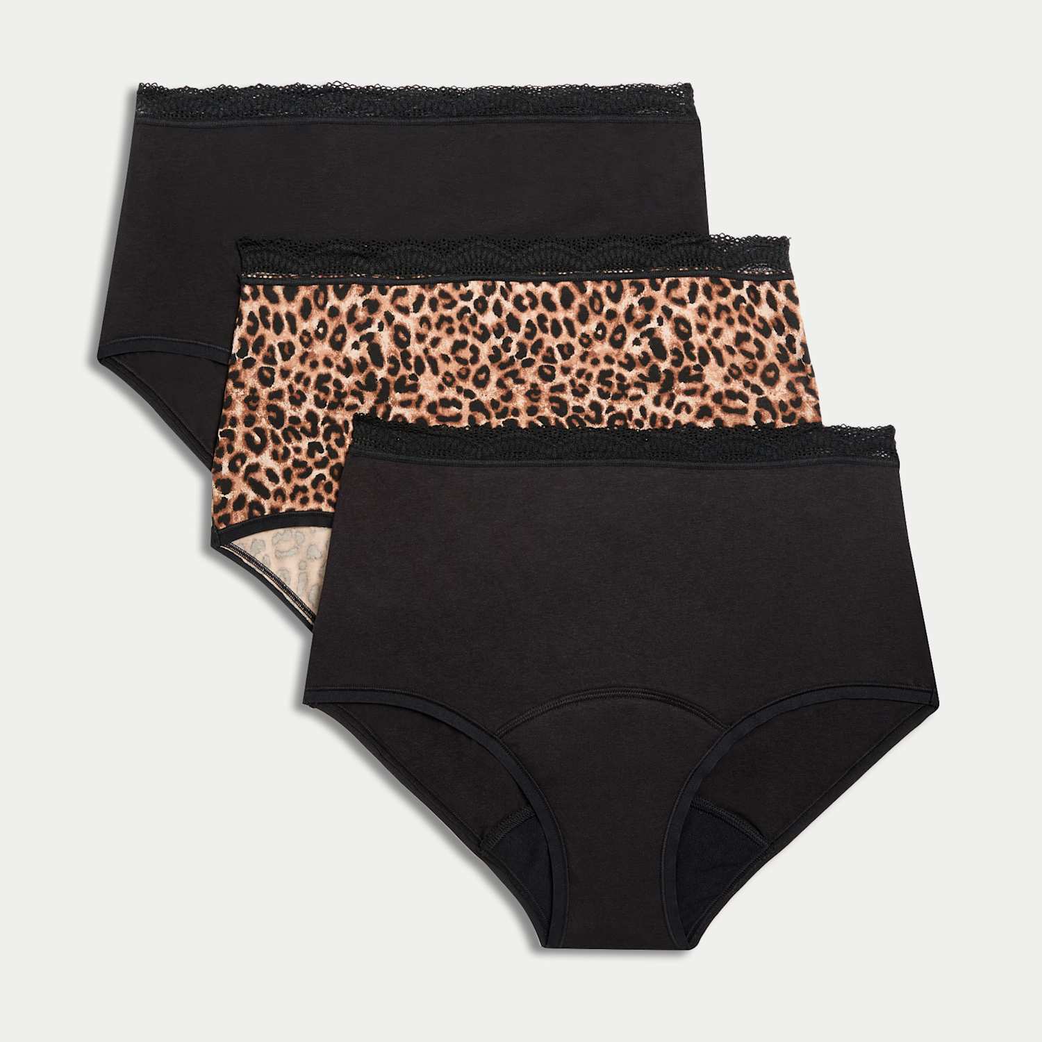 M&S Women's 3pk Heavy Absorbency Period Full Briefs - 20 - Black Mix