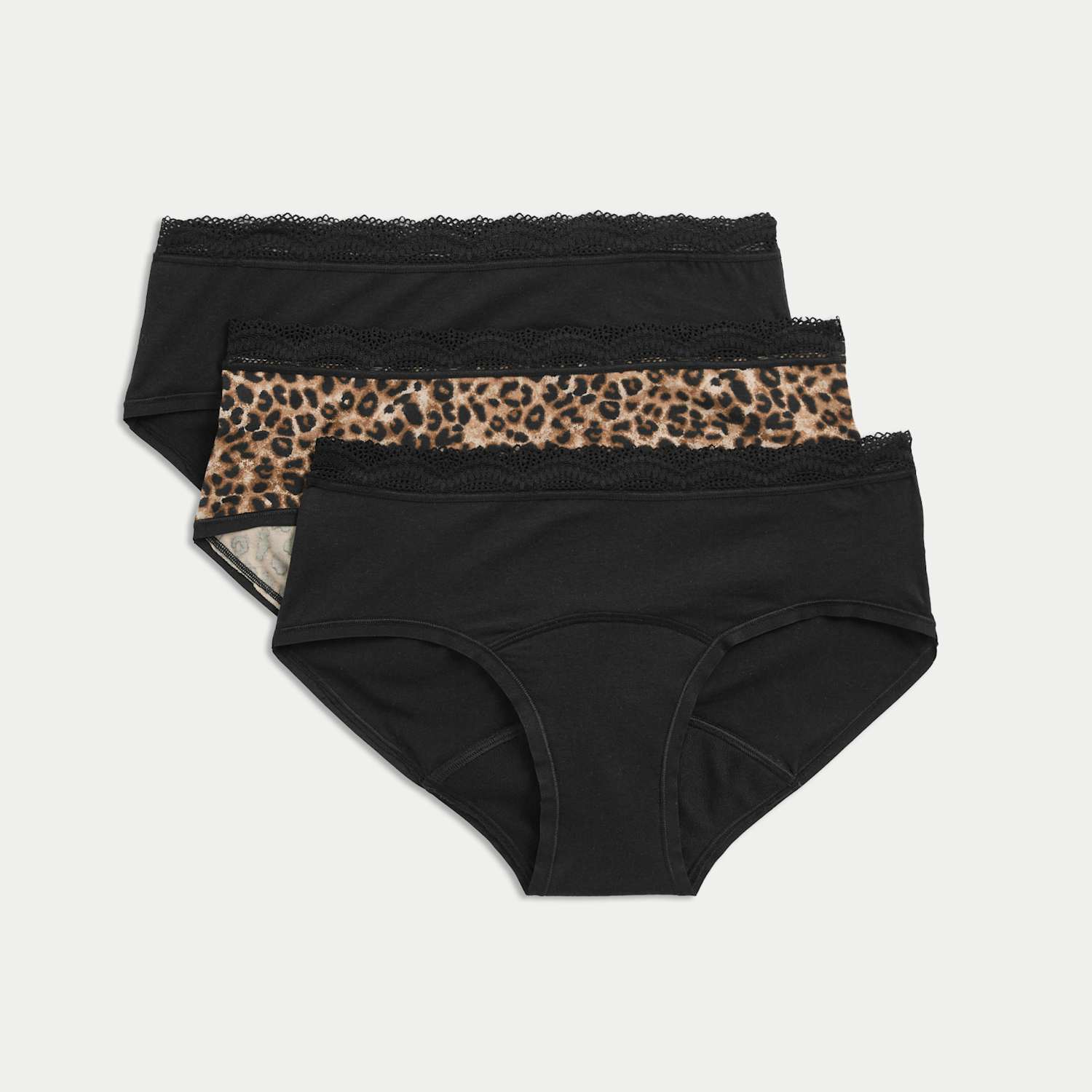 M&S Women's 3pk Heavy Absorbency Period Knicker Shorts - 20 - Black Mix