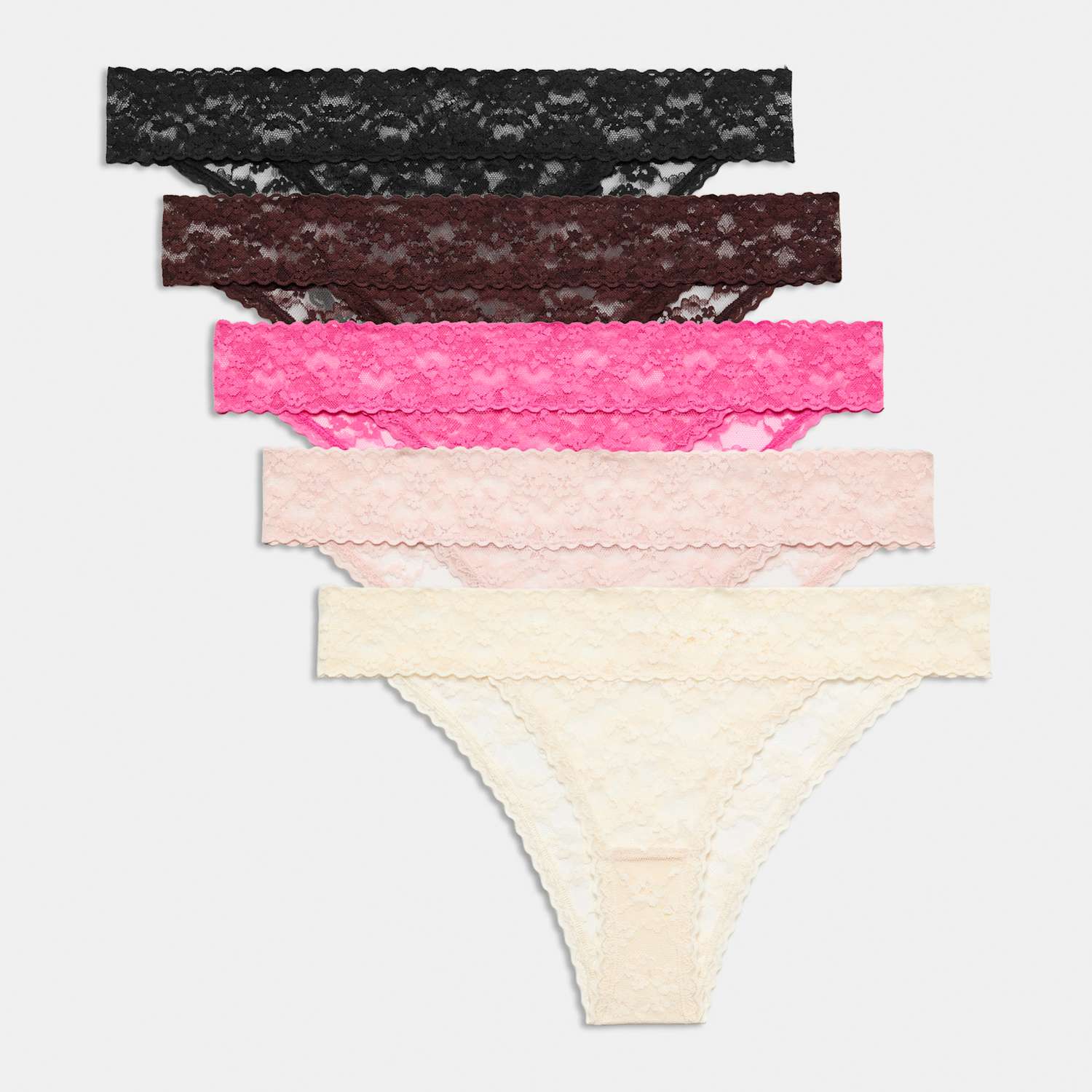 M&S Women's 5 Pack All Over Lace Brazilian Knickers - Small - Pink Mix