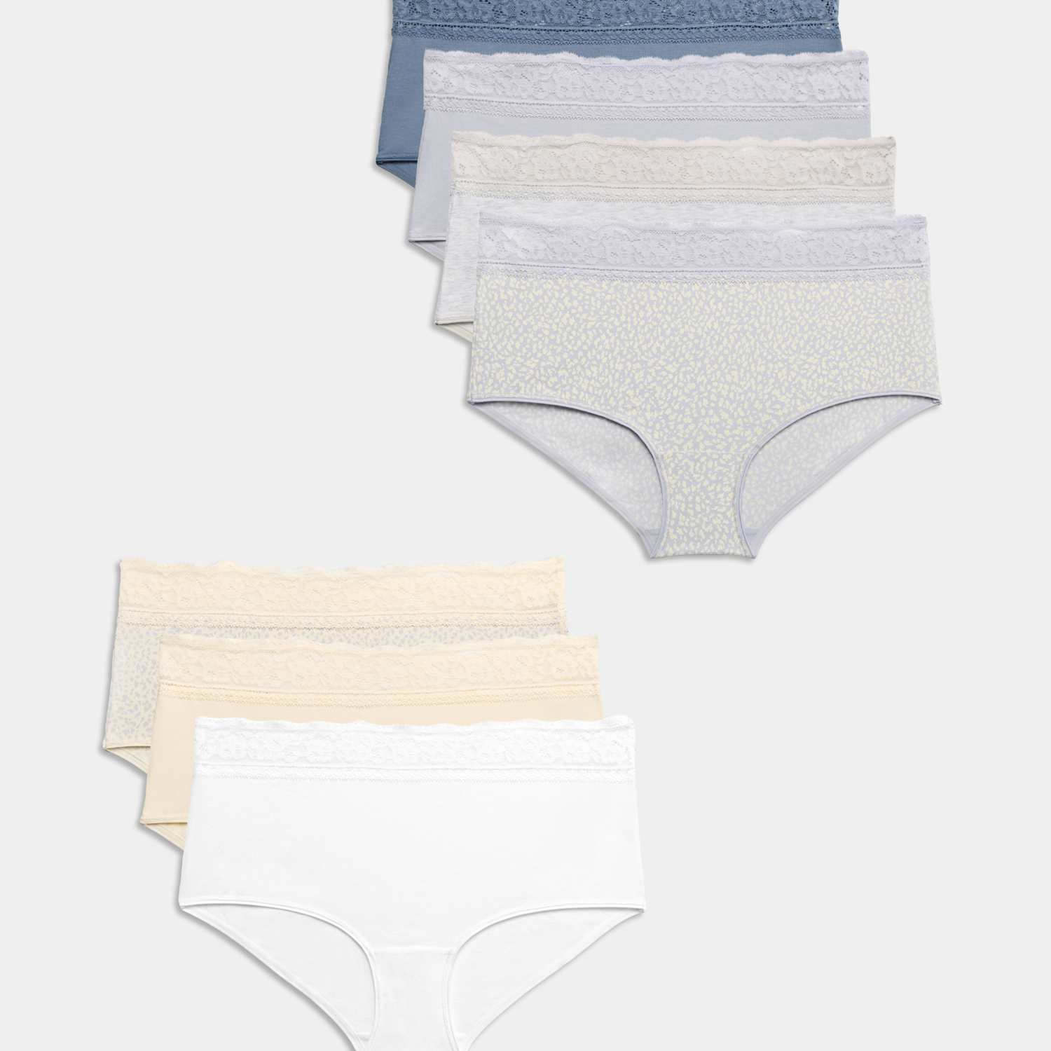 M&S Women's 7 Pack Cotton Rich High Rise Knicker Shorts - 10 - Light Cream