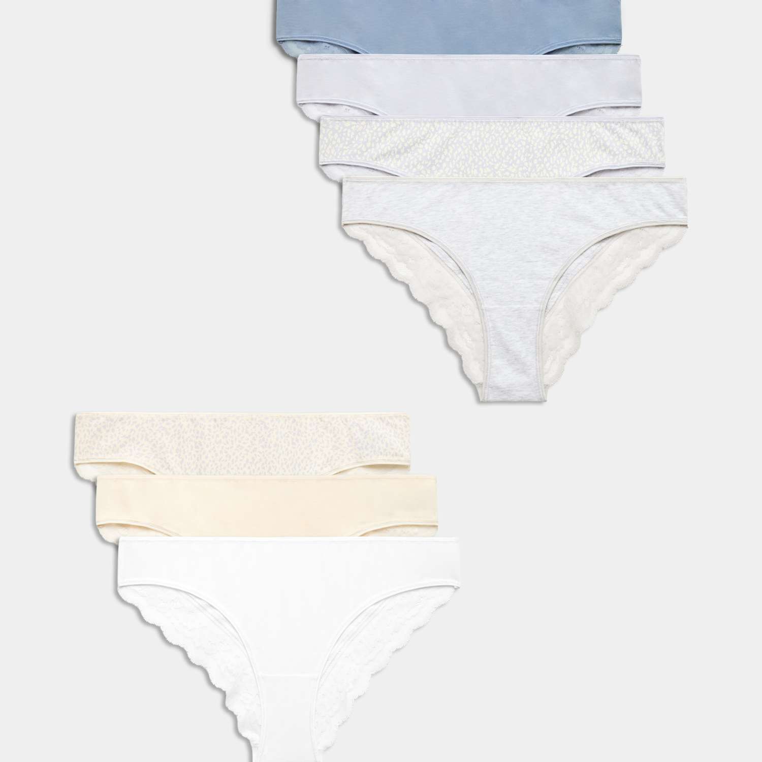 M&S Women's 7 Pack Cotton Rich Low Rise Brazilian Knickers - 18 - Light Cream
