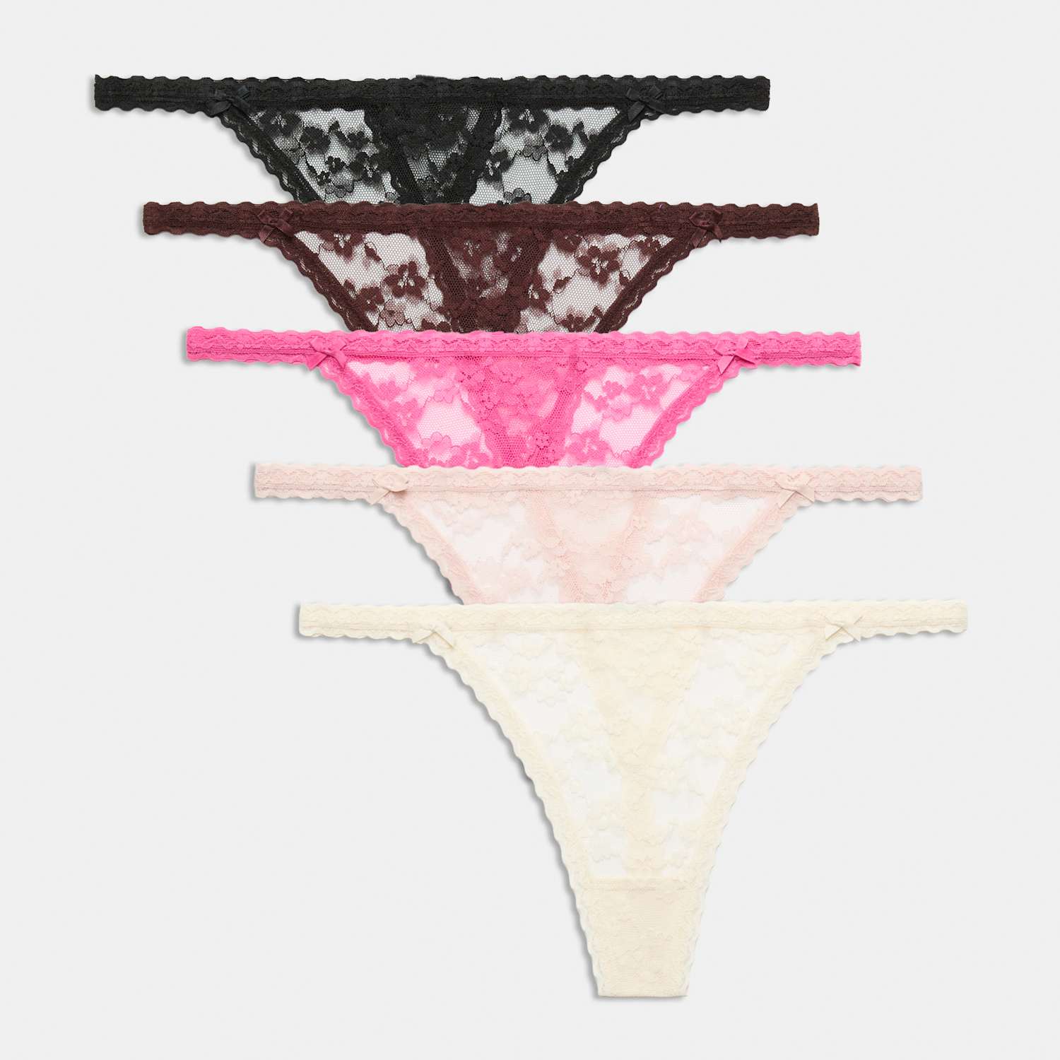 M&S Women's 5 Pack Lace Tanga Thong - Small - Pink Mix