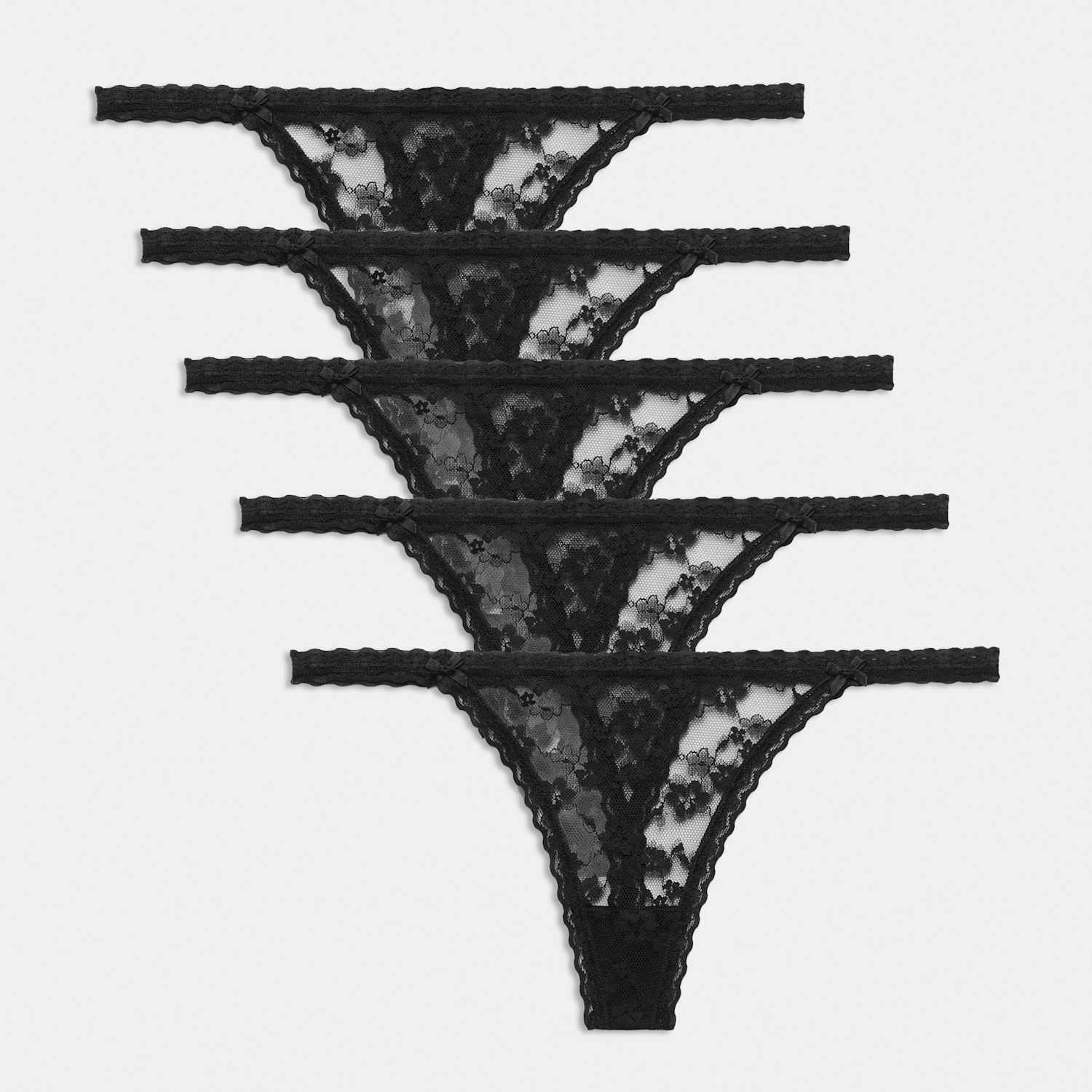 M&S Women's 5 Pack Lace Tanga Thong - Medium - Black