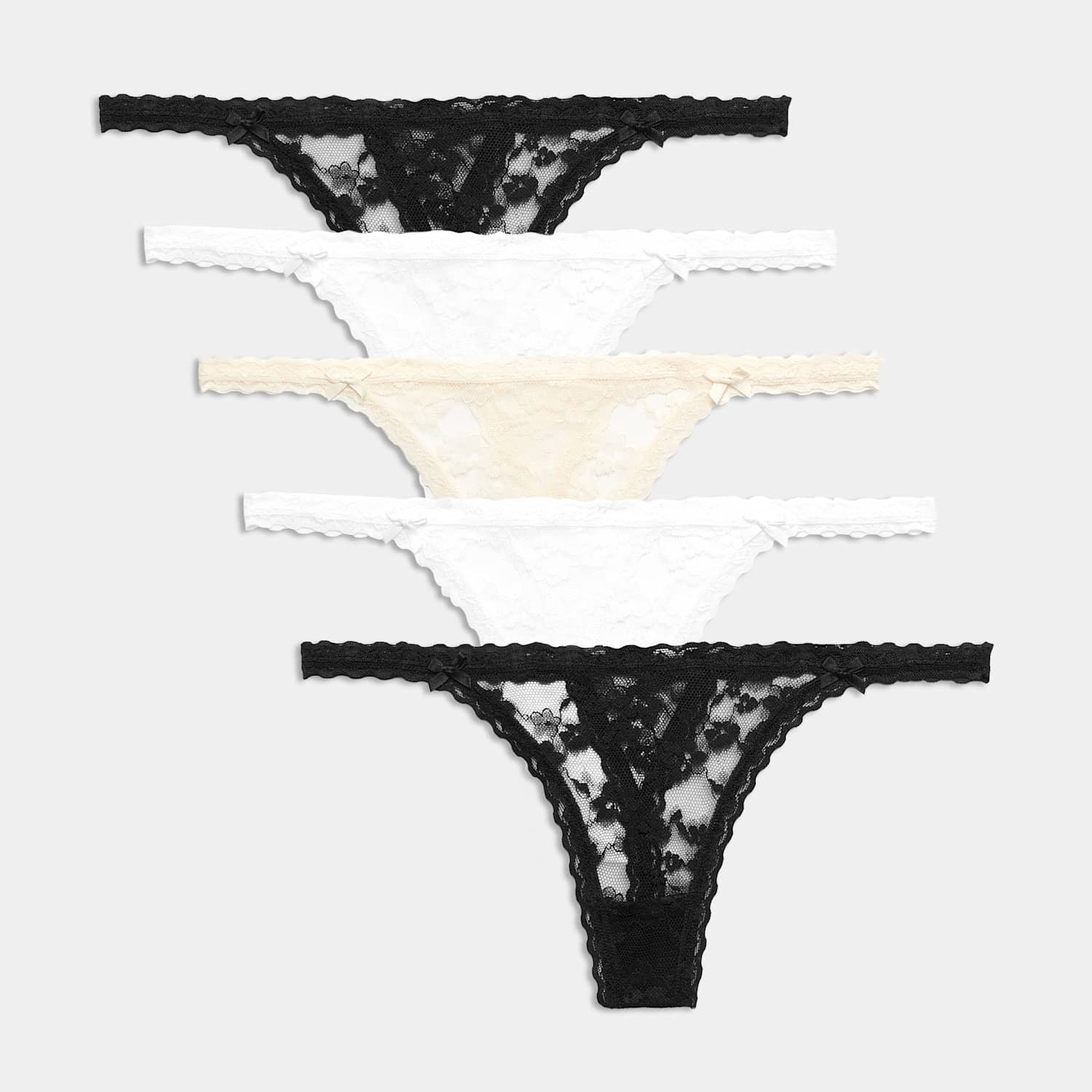 M&S Women's 5 Pack Lace Tanga Thong - Small - Black Mix