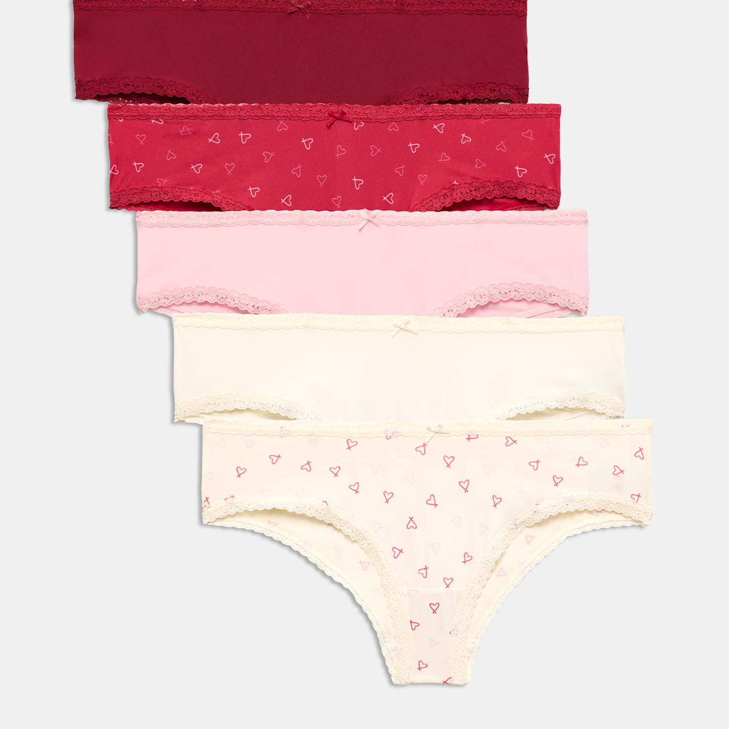 M&S Women's 5pk Low Rise Hipster Knickers - Small - Red