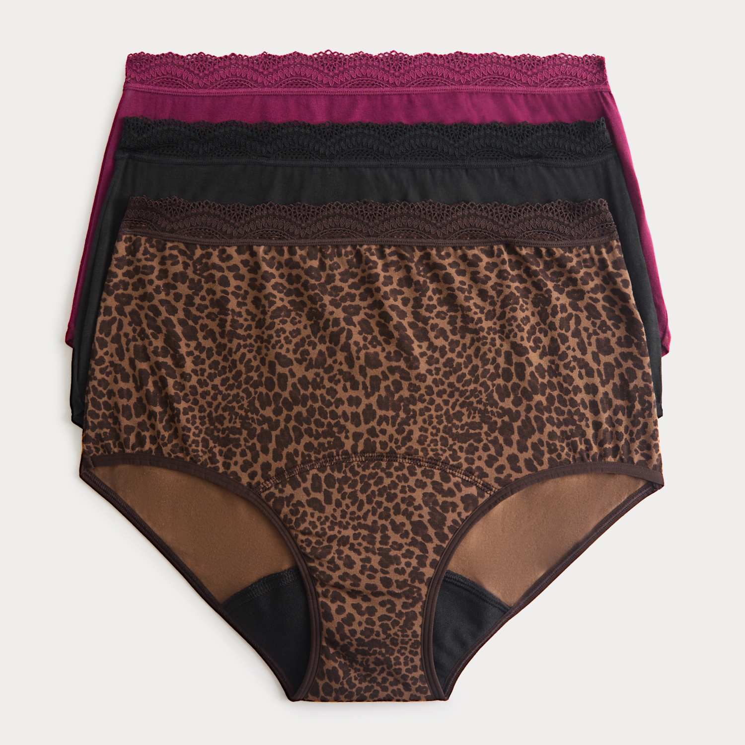M&S Women's 3 Pack Heavy Absorbency Period Full Briefs - 20 - Brown Mix