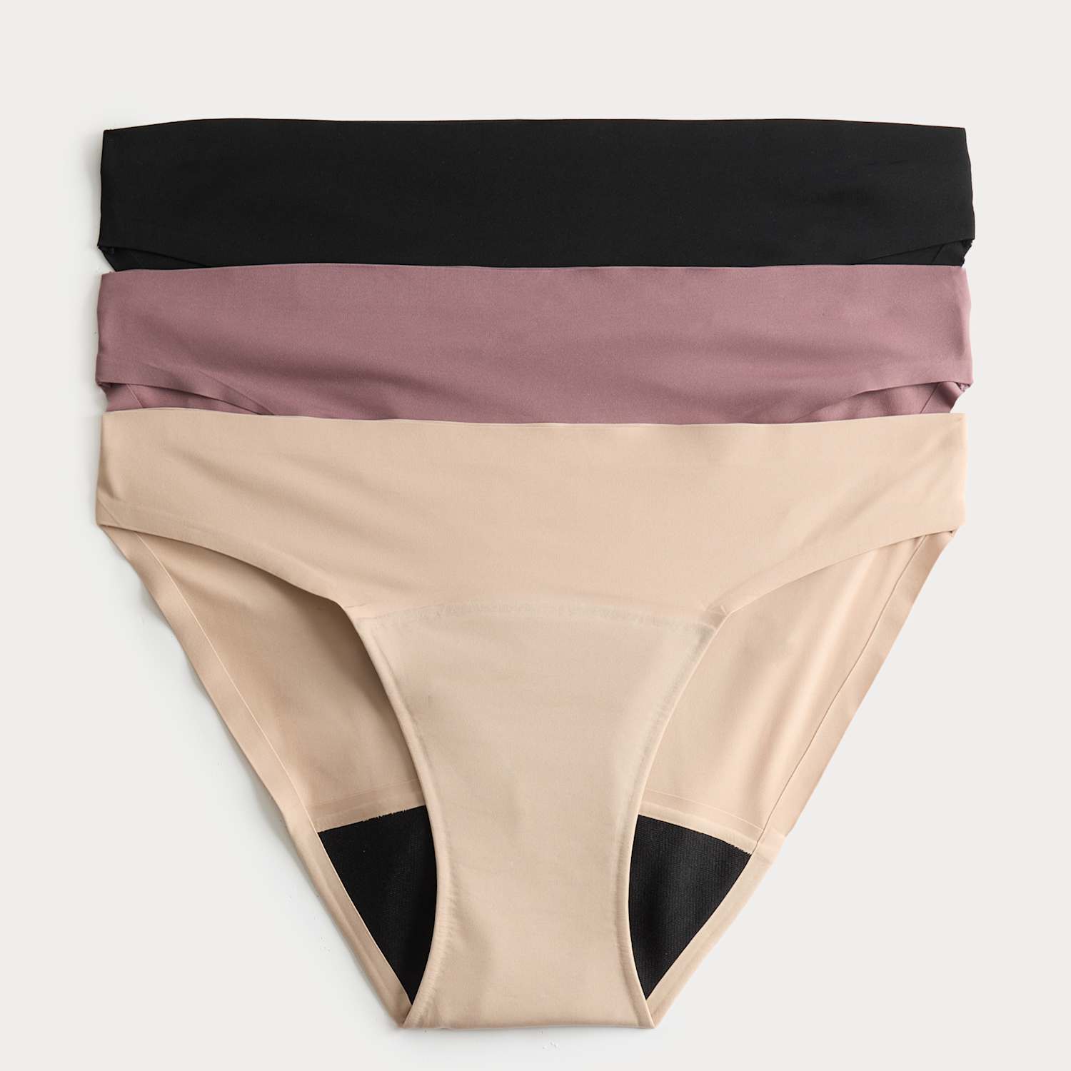 M&S Women's 3 Pack No VPL Period Bikini Knickers - 16 - Black Mix