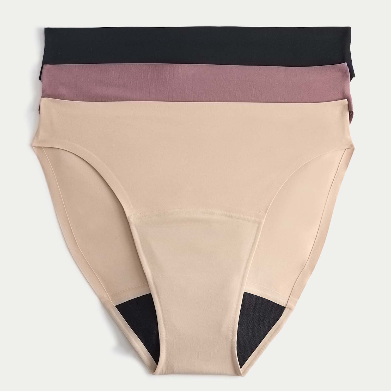 M&S Women's 3 Pack Heavy Absorbency No VPL Period High Leg Knickers - 18 - Black Mix