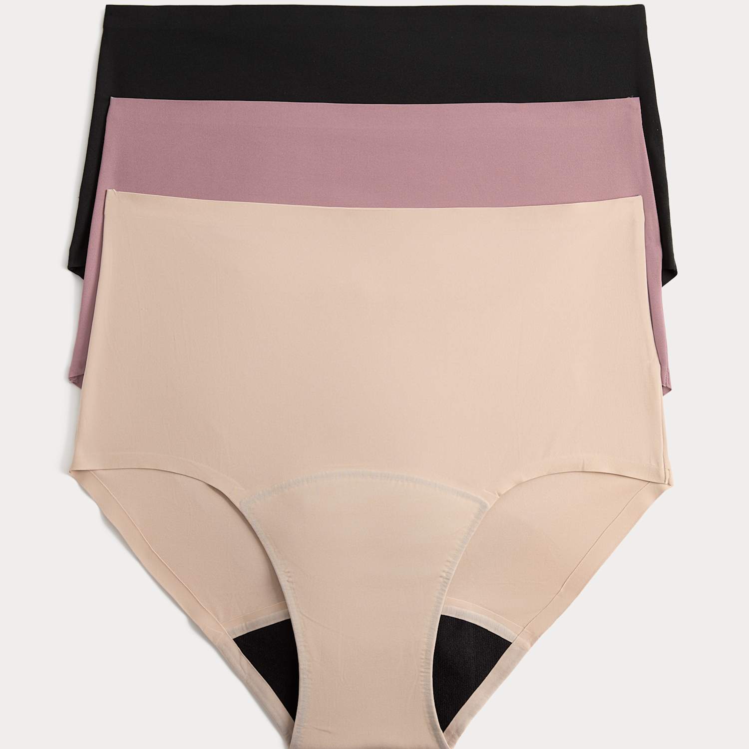 M&S Women's 3 Pack Heavy Absorbency No VPL Period Full Briefs - 22 - Black Mix