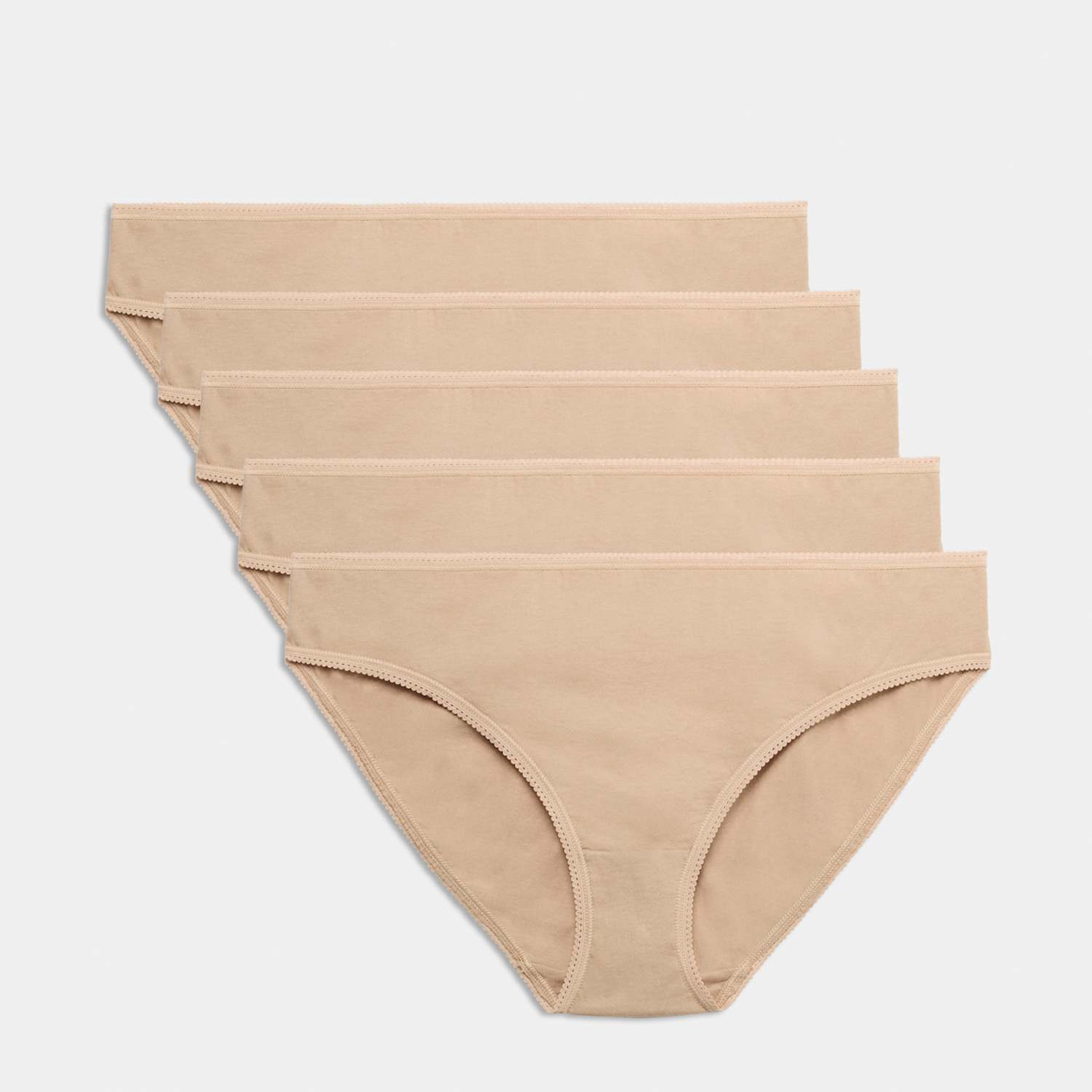 M&S Women's 5pk Pure Cotton Bikini Knickers - 12 - Rose Quartz
