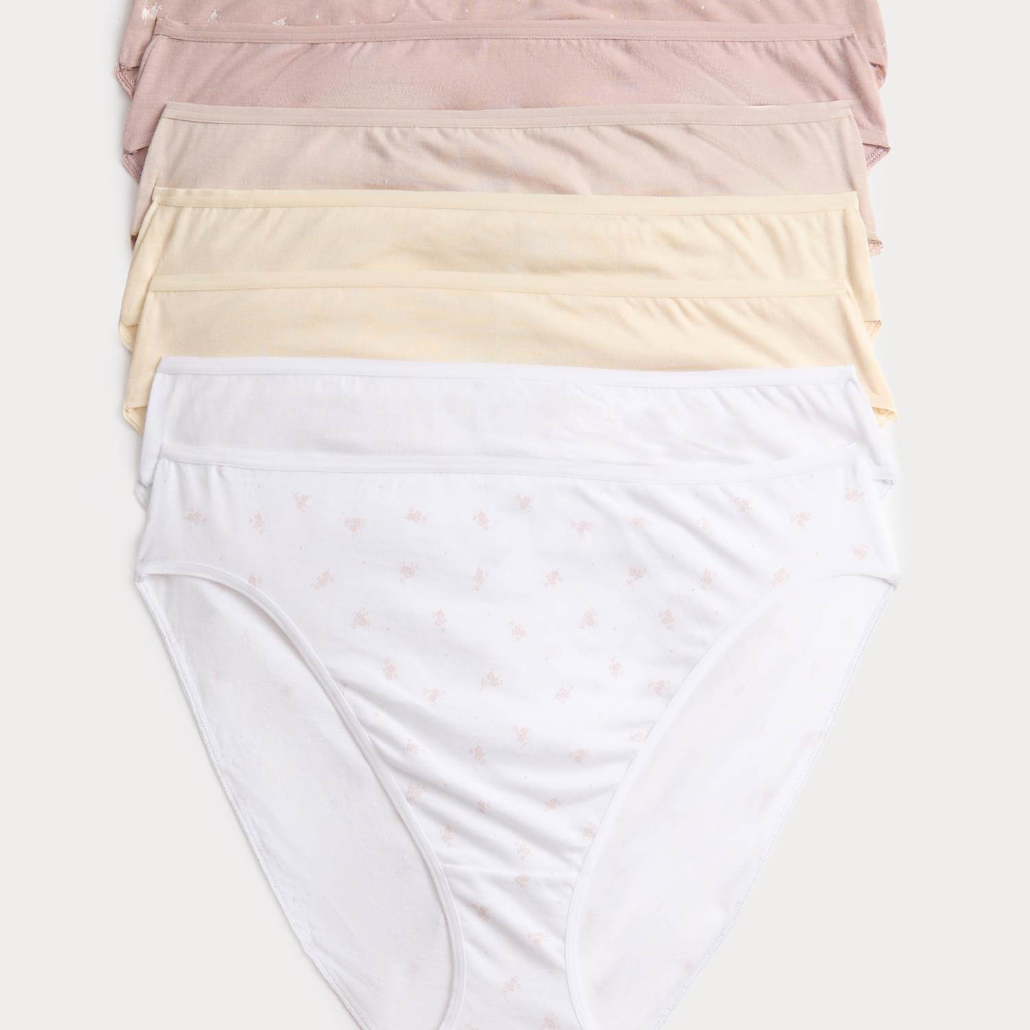 M&S Women's 7 Pack Pure Cotton High Leg Knickers - 6 - Pink Mix