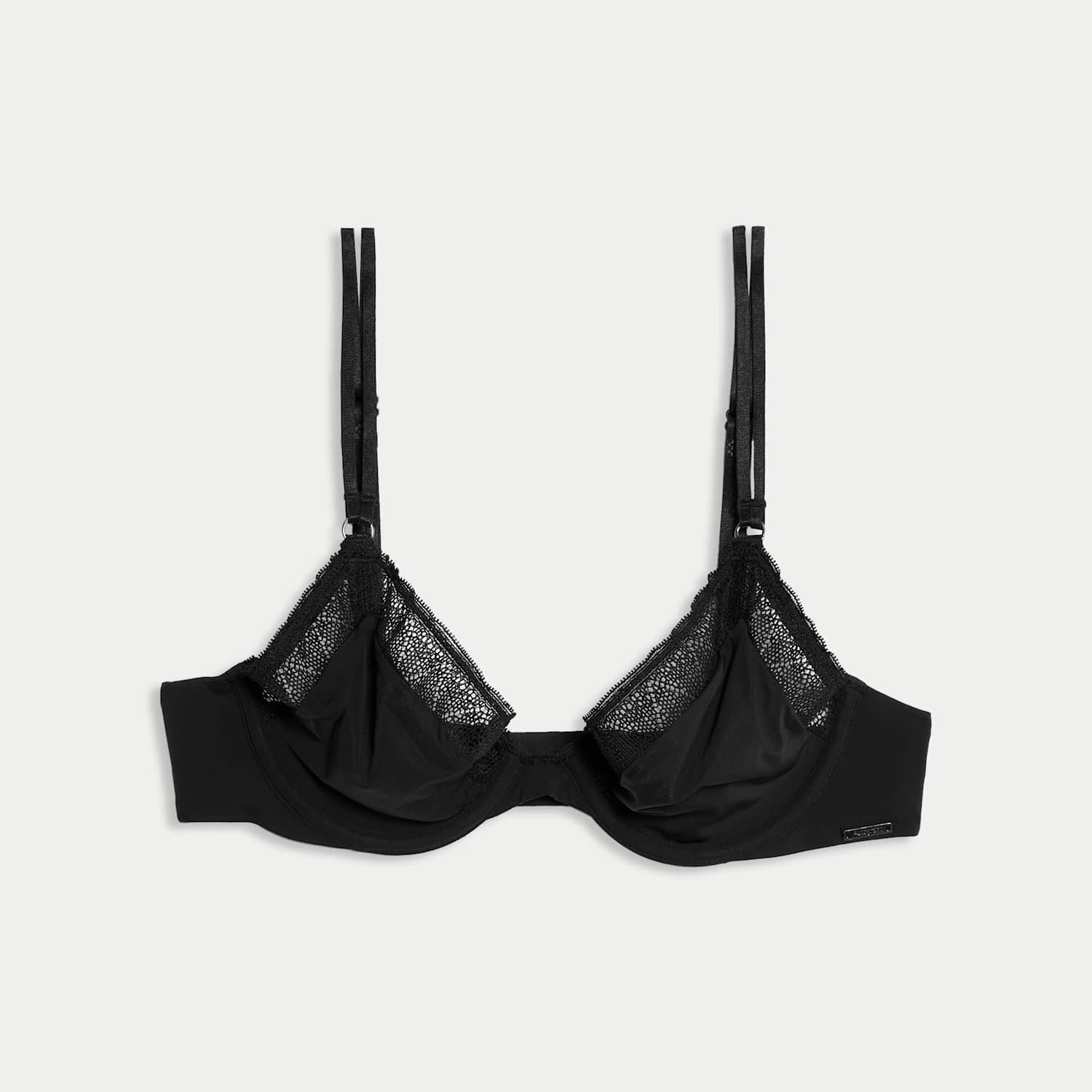 Autograph Women's Boston Microfibre Lace Trim Wired PlungeBra - 34B - Black