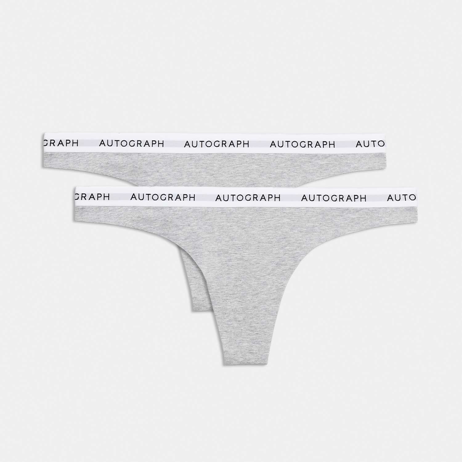 Autograph Women's 2 Pack Lille Cotton Rich Thongs - 16 - Grey Marl