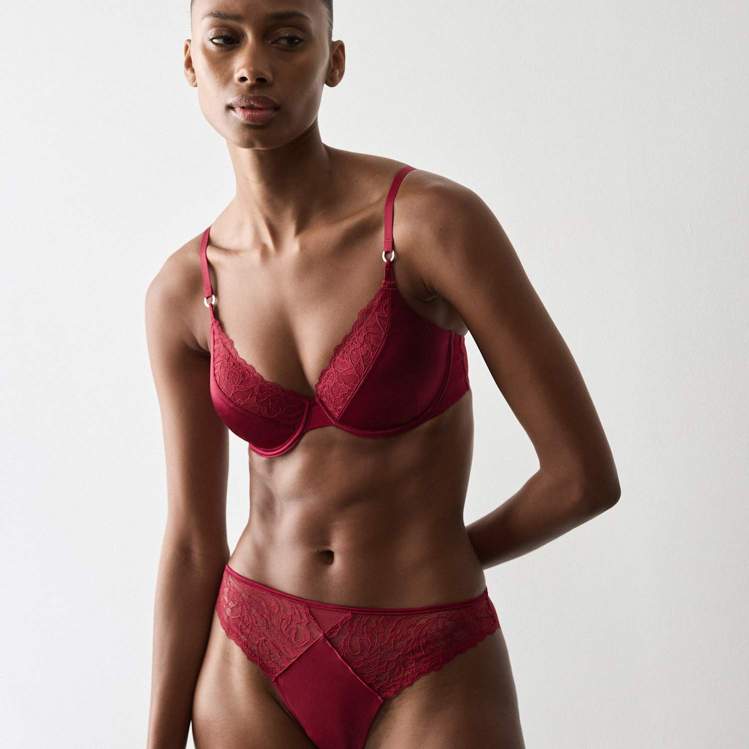 Autograph Women's Silk & Lace High Leg Knickers - 18 - Claret